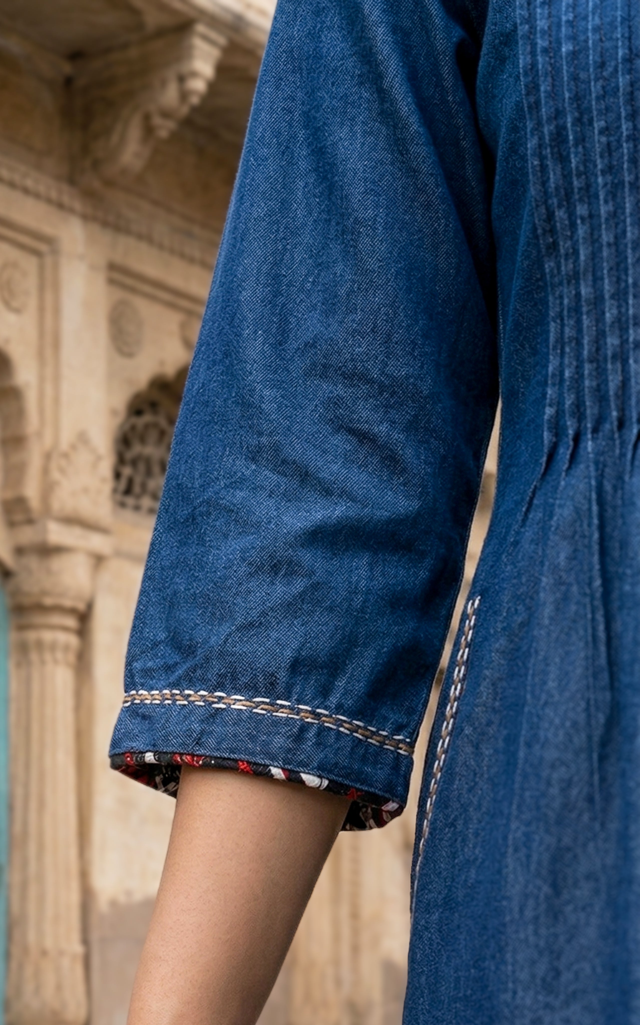  Straight Cut  Kurti with 3/4 Sleeves
