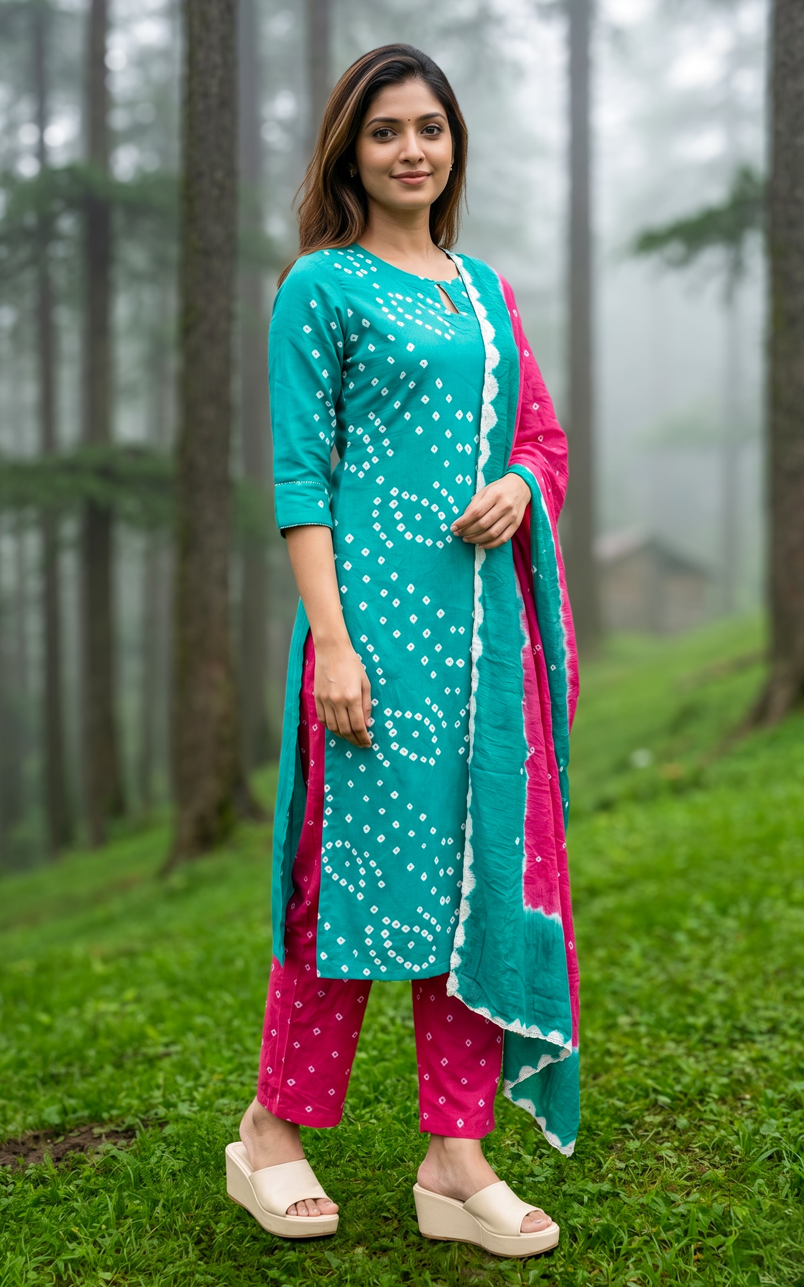 Rithushka Teal Green (Kurti+Pant+Dupatta)
