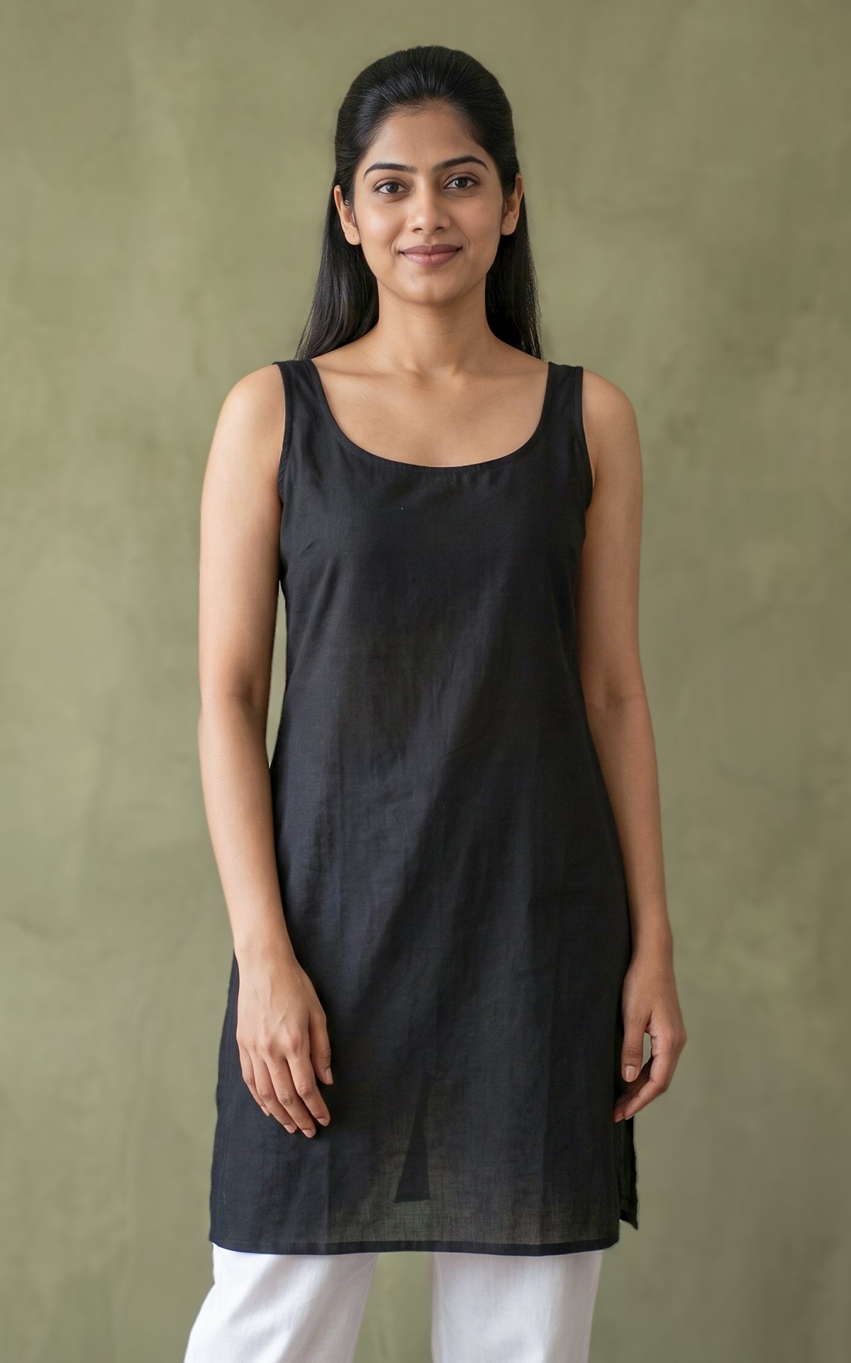 Cotton Slip with slit (inner wear) Black