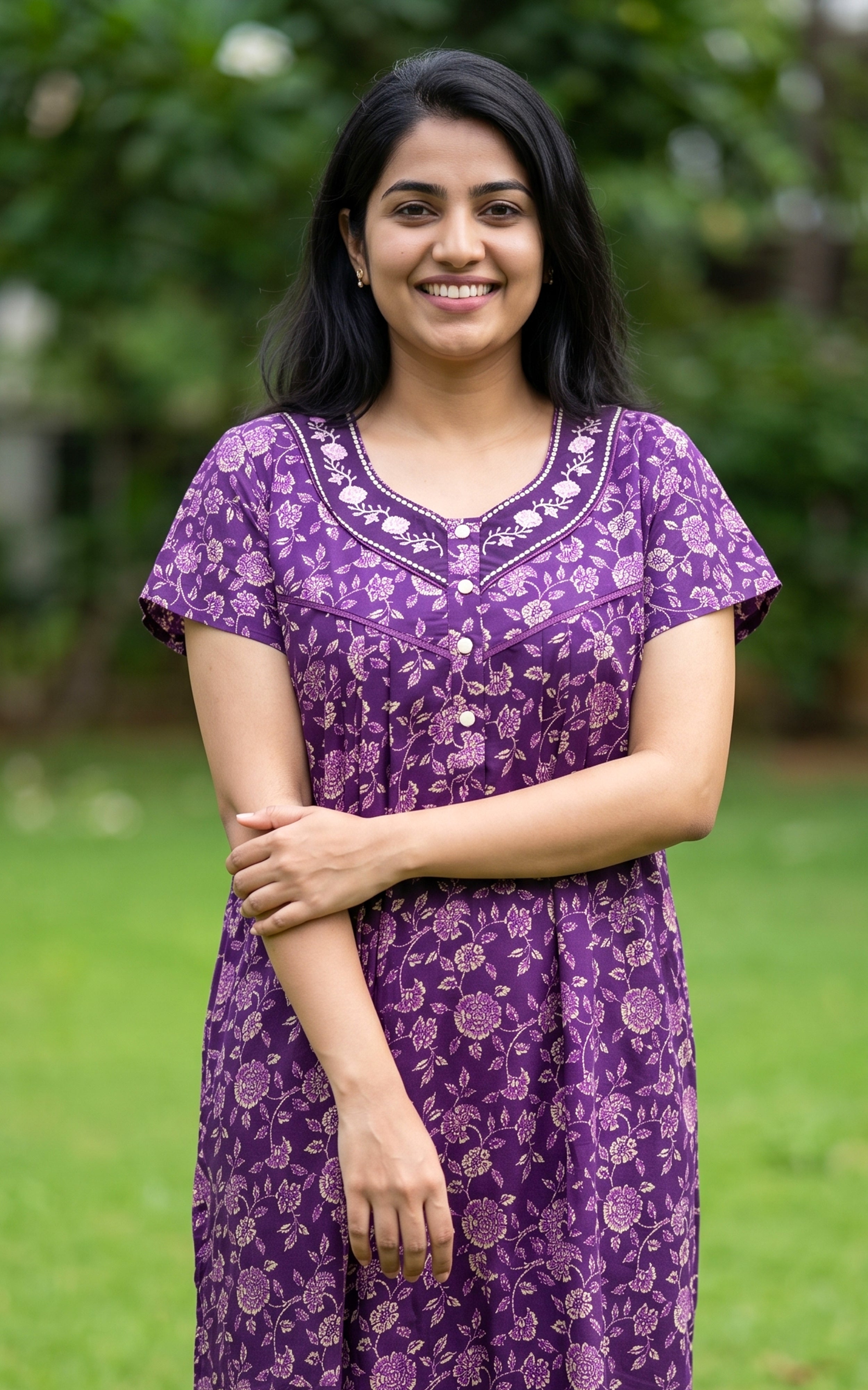 Cotton Straight Fit Nighty-164SS5A