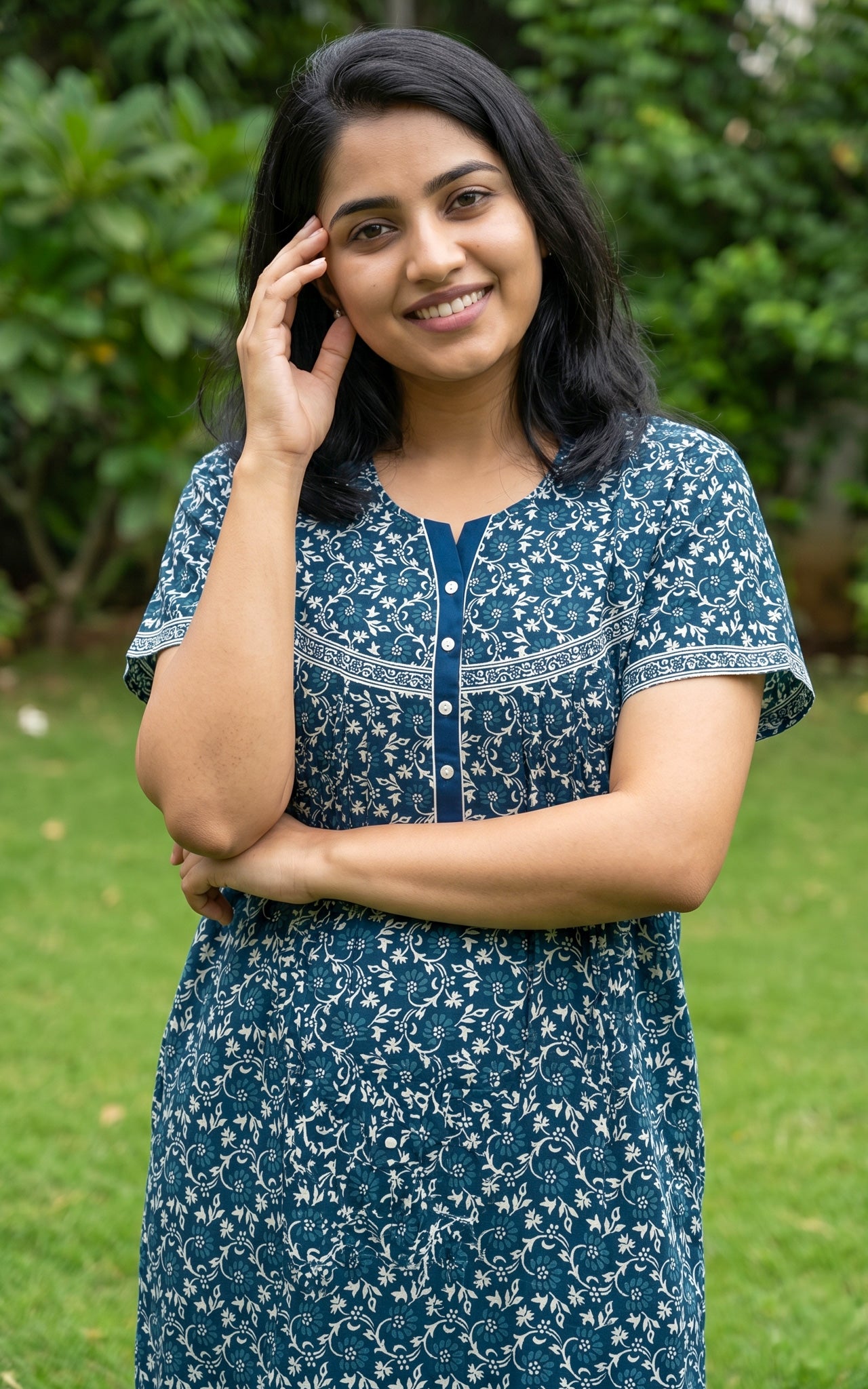 Cotton Straight Fit Nighty-162SS8A