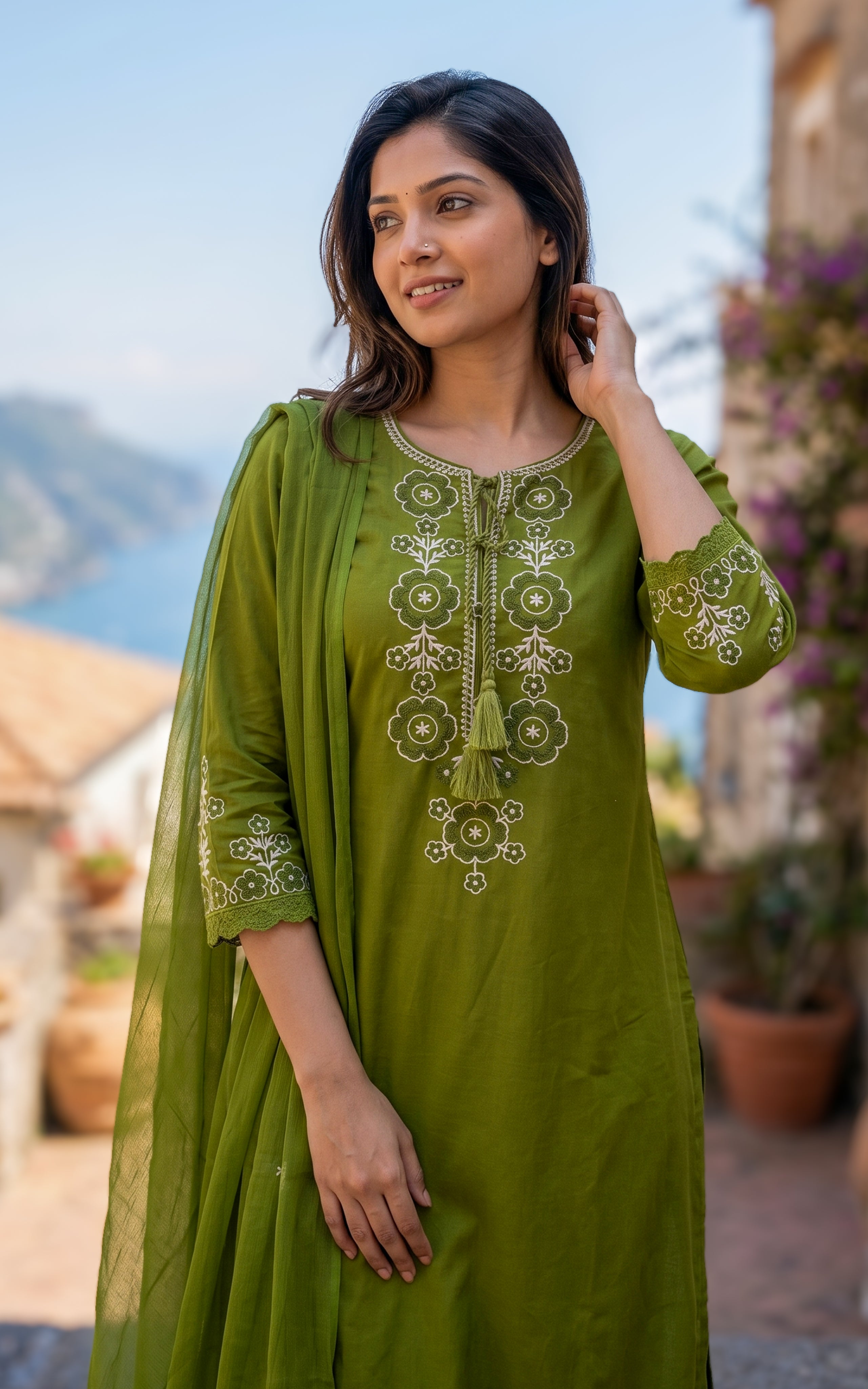 Cotton kurti with palazzo pants for women