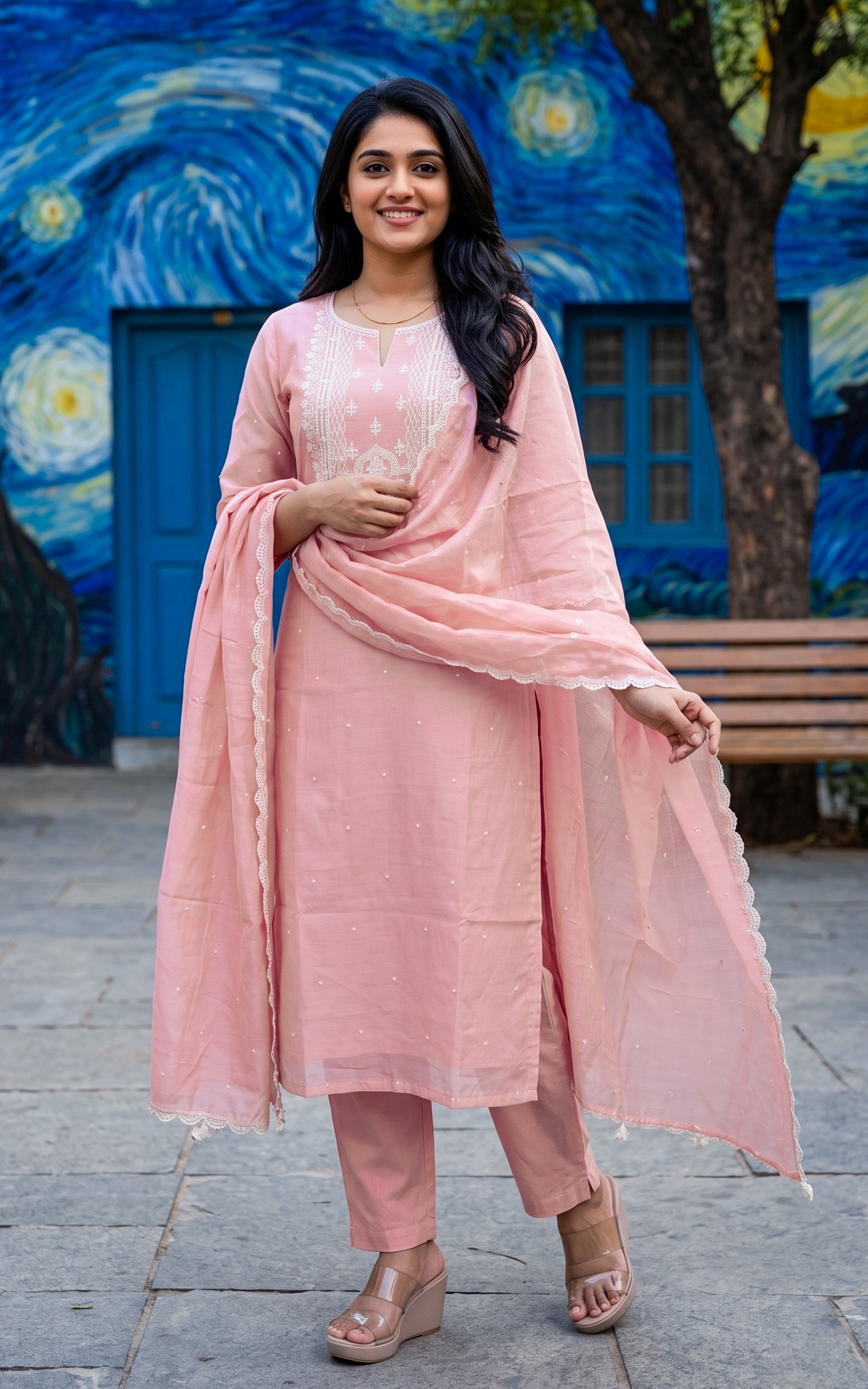 Maadhu Pink (Kurti+Pant+Dupatta)