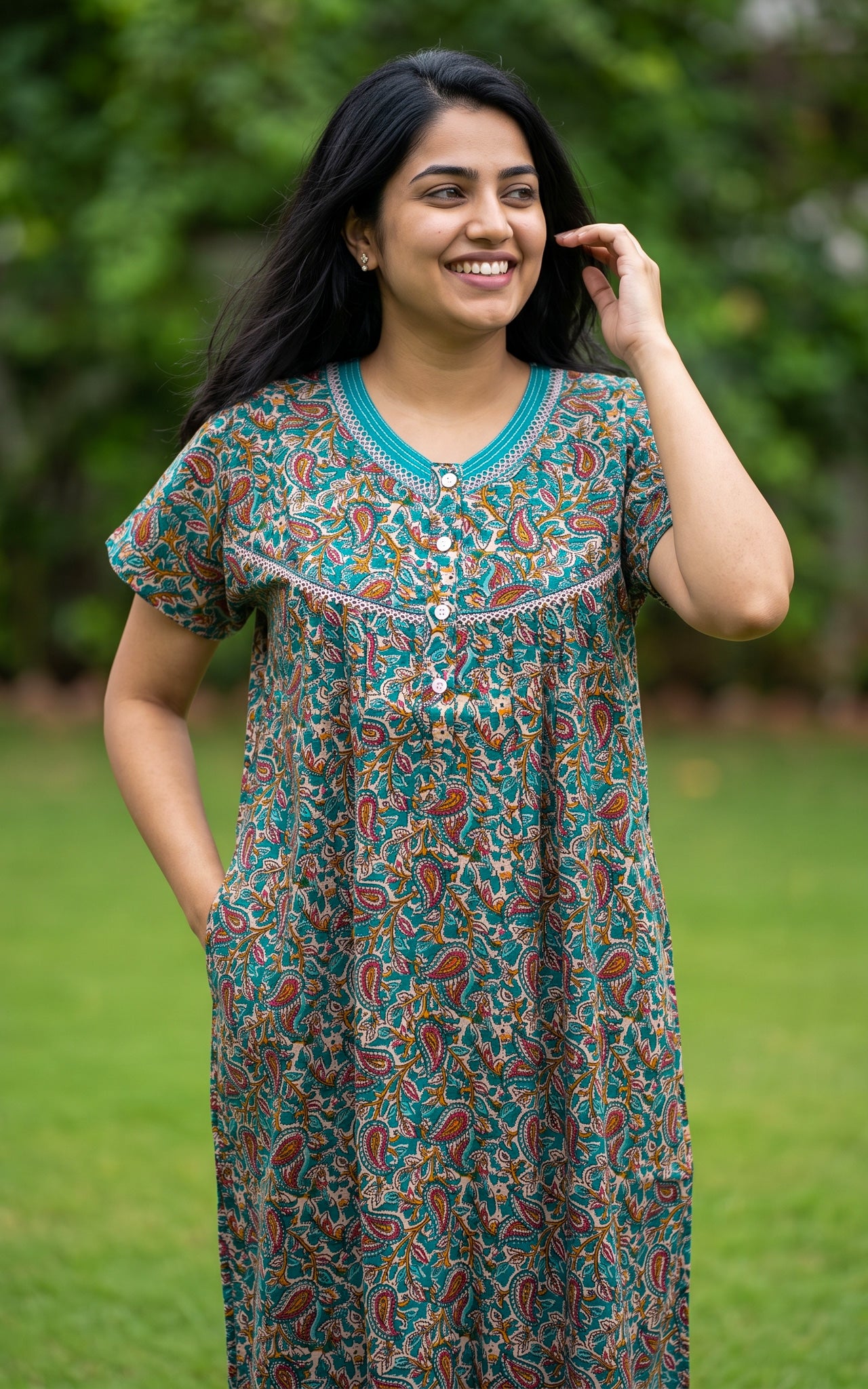 Cotton Straight Fit Nighty-163SS1A