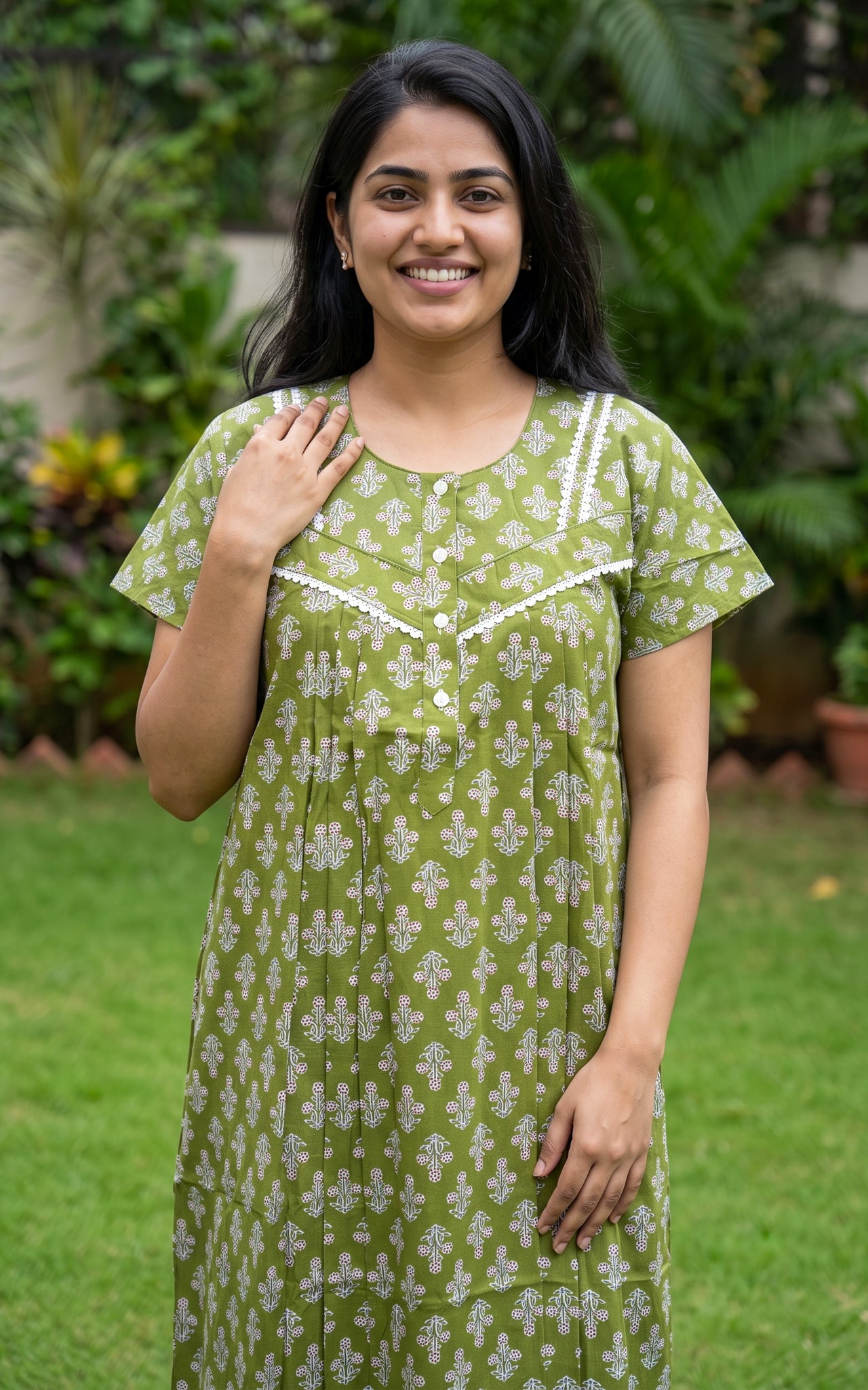 Cotton Straight Fit Nighty-163SS4