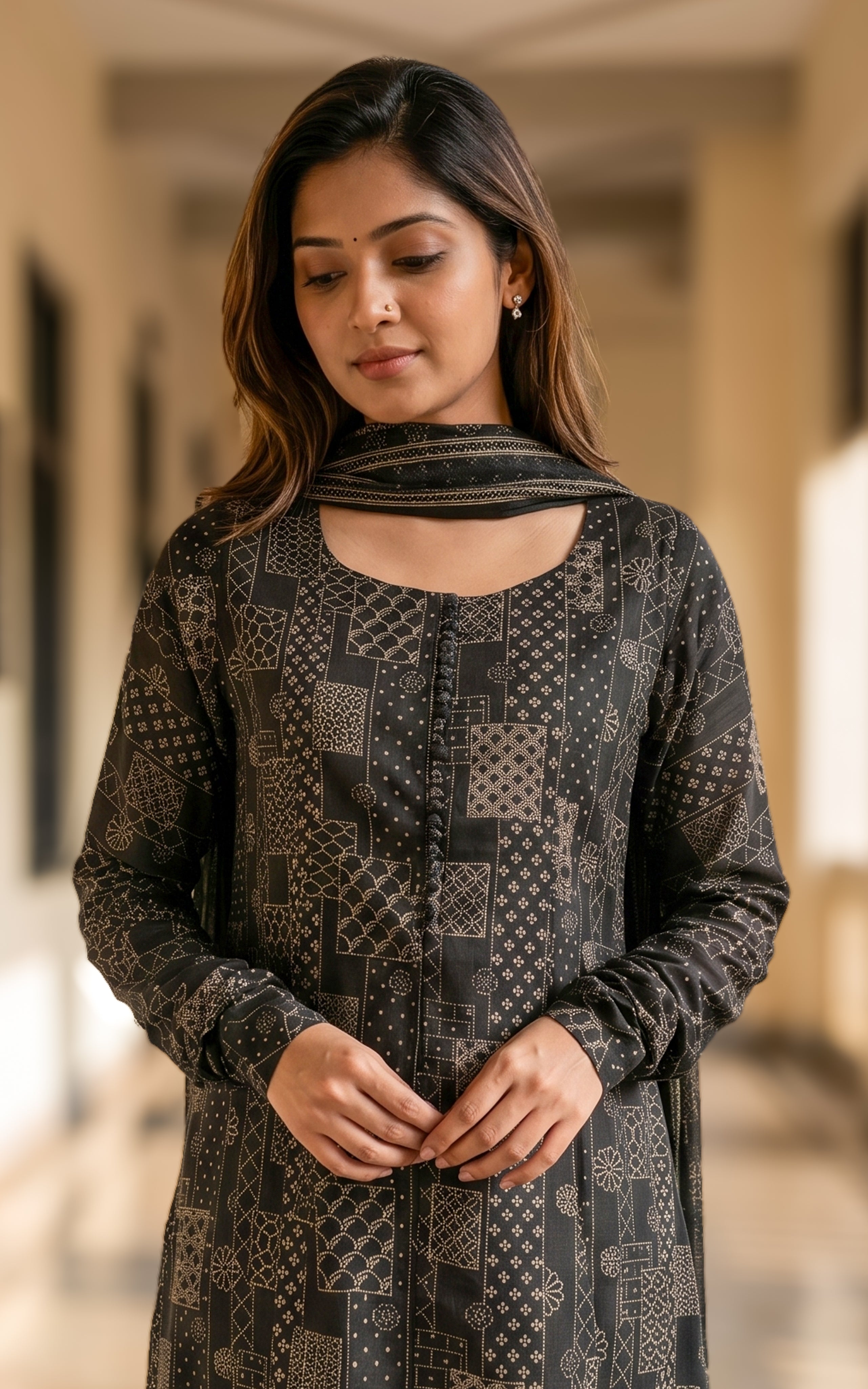 Ranju Black (Kurti+Dupatta)