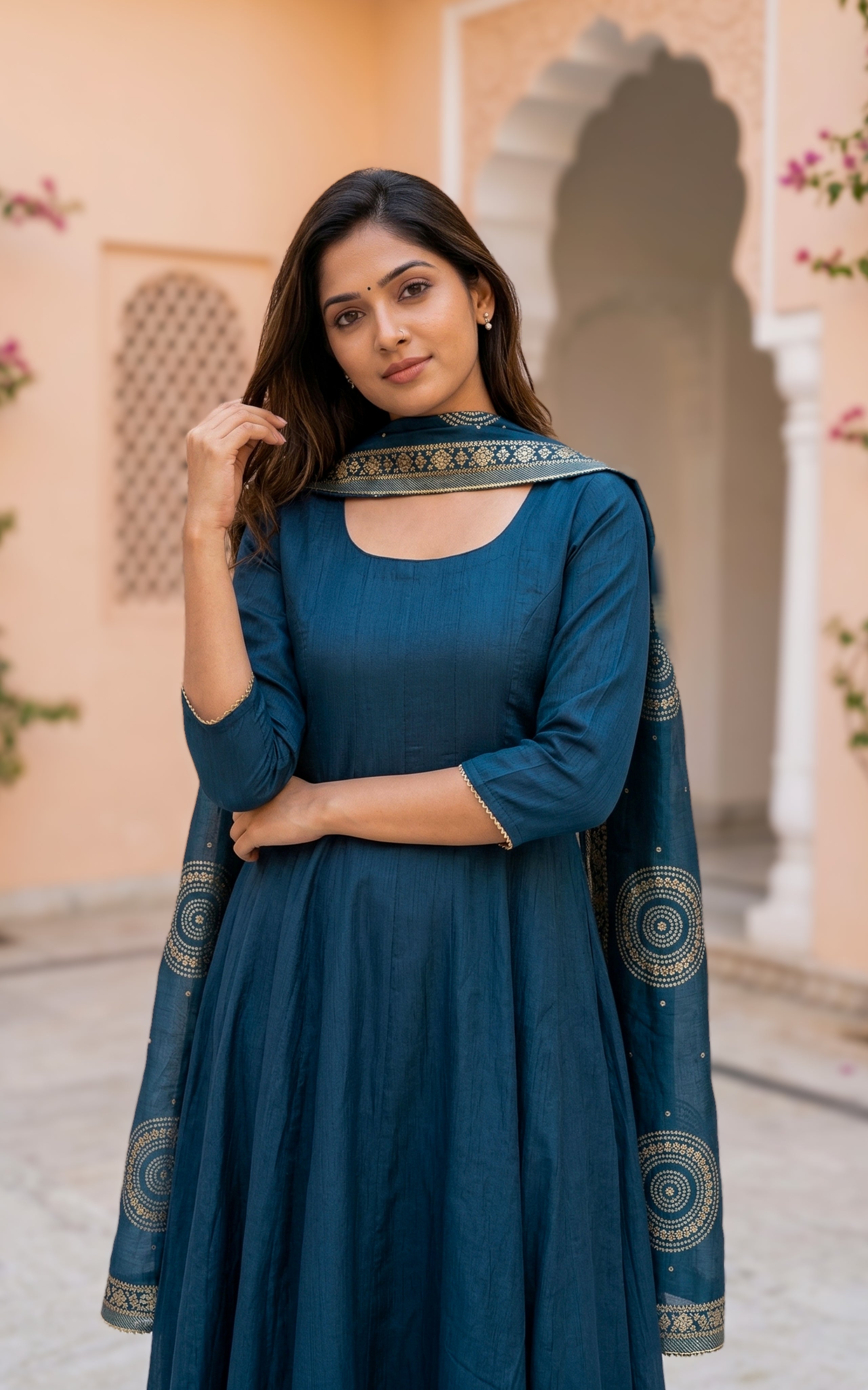 Sreelakha Teal (Kurti+Dupatta)