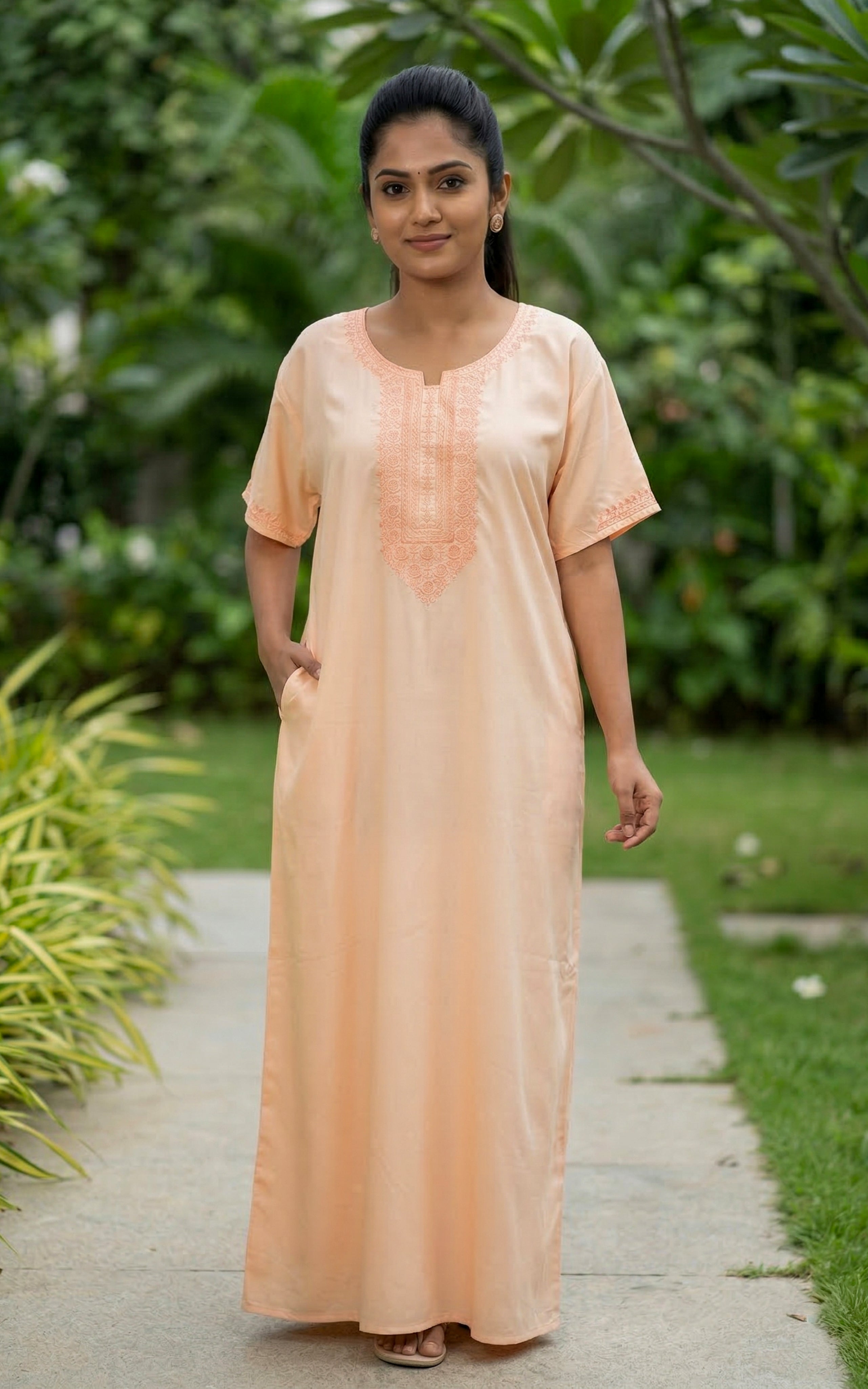 Cotton Straight Fit Nighty-159SS8E