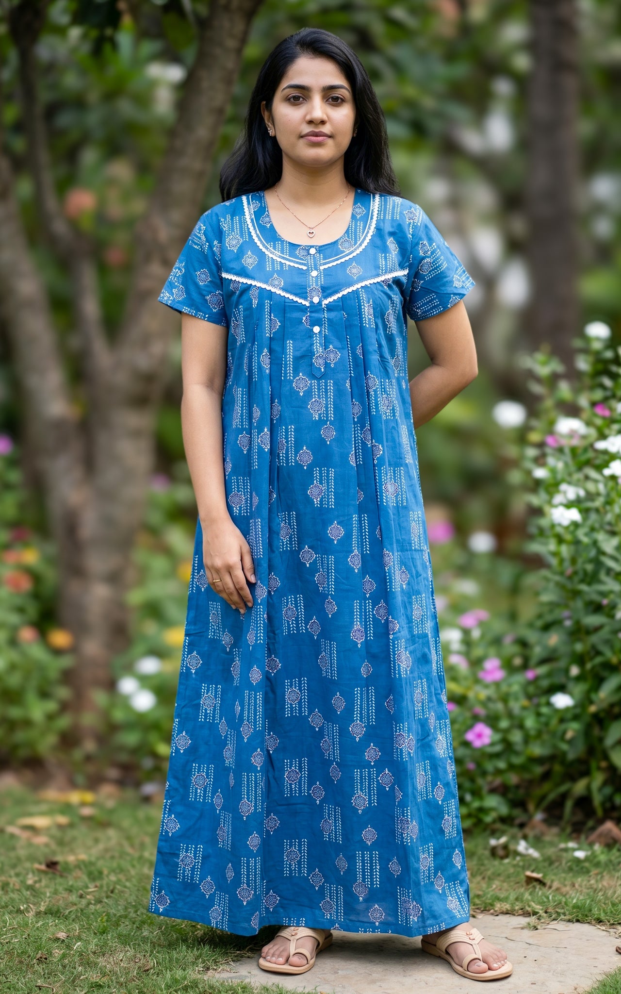 Cotton Straight Fit Nighty-162SS10B