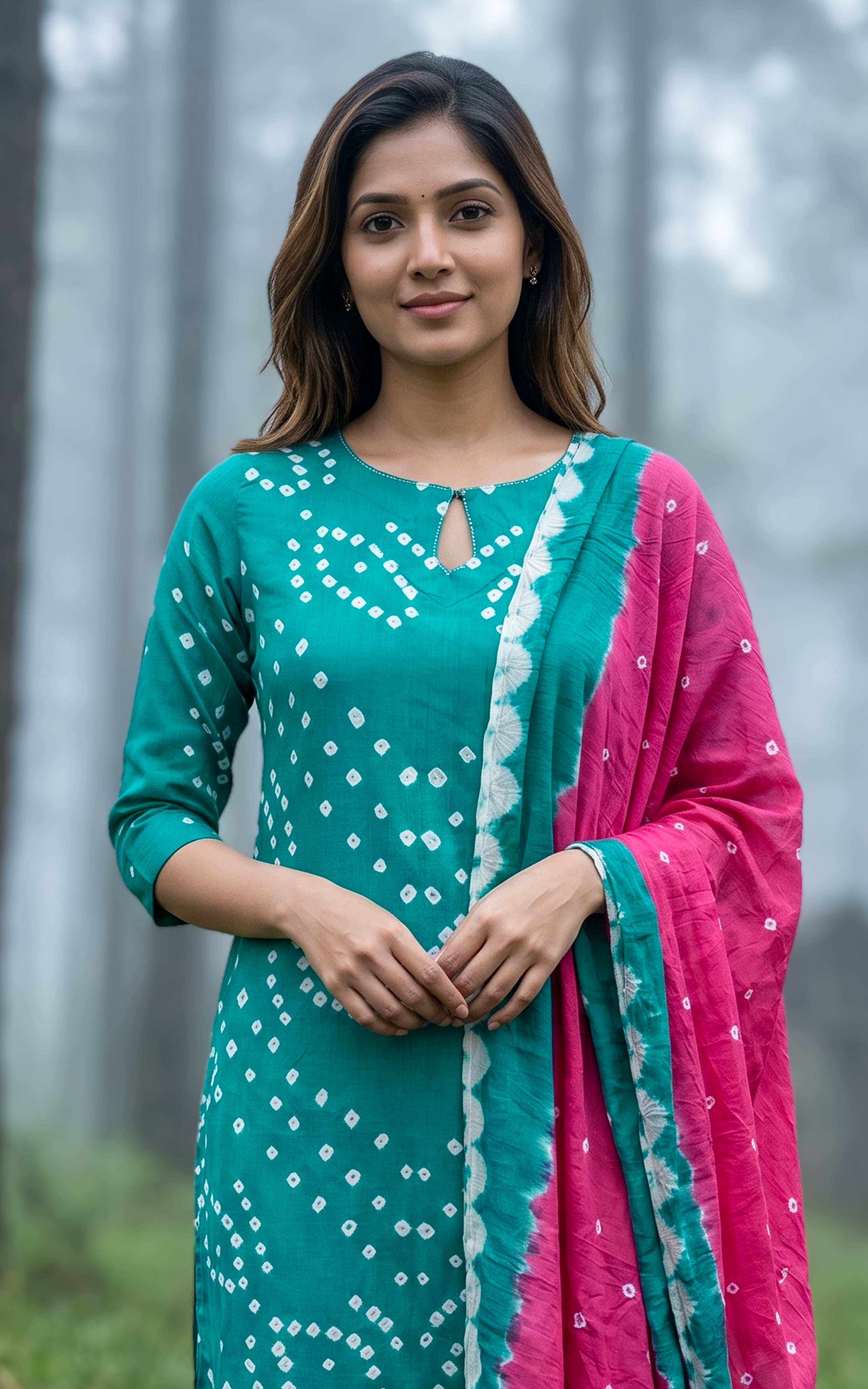 Rithushka Teal Green (Kurti+Pant+Dupatta)