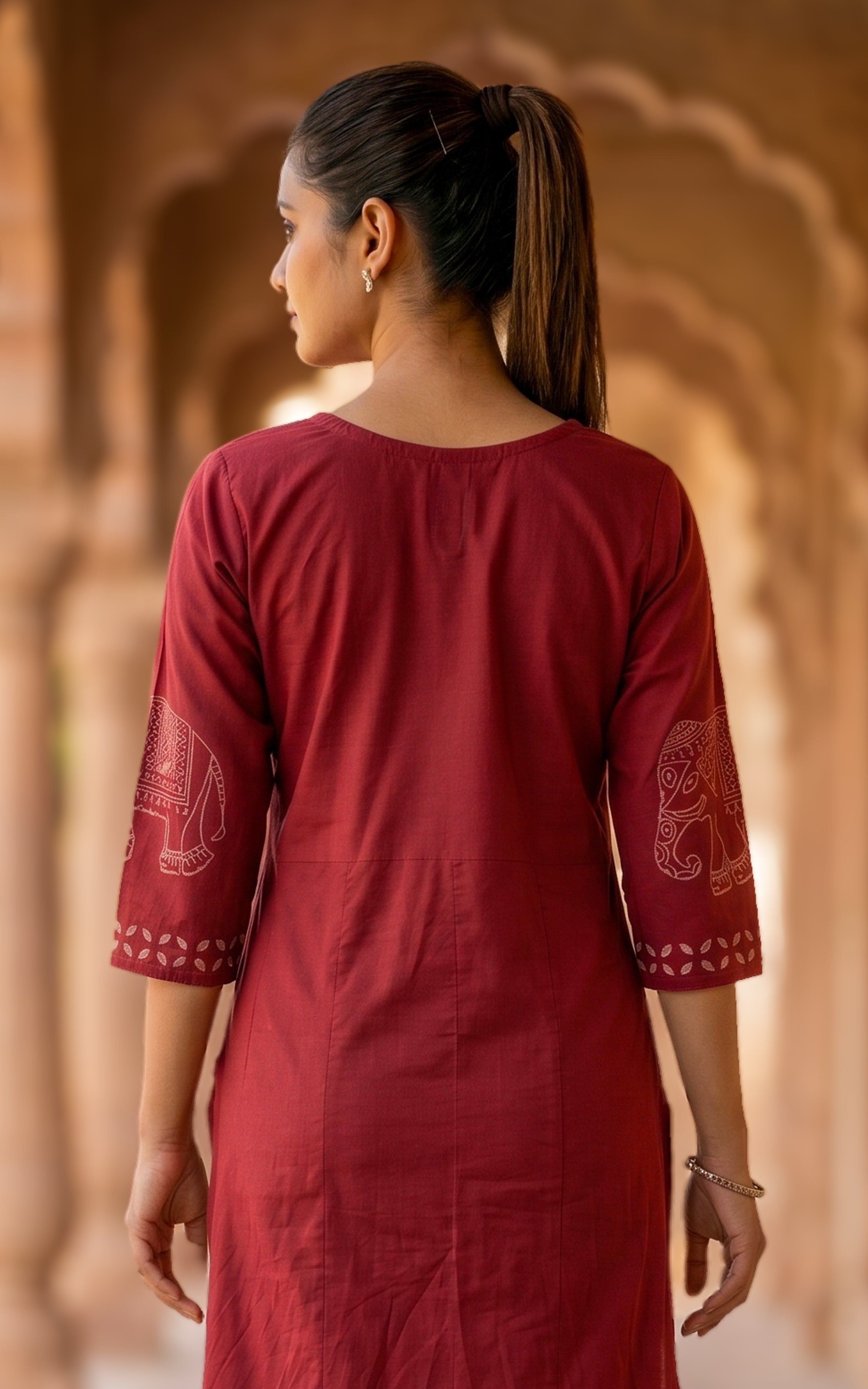 Maroon classic cotton kurti for women