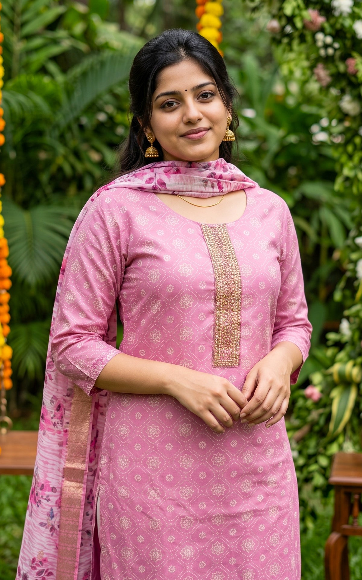 Malarnisha Pink (Kurti+Pant+Dupatta)
