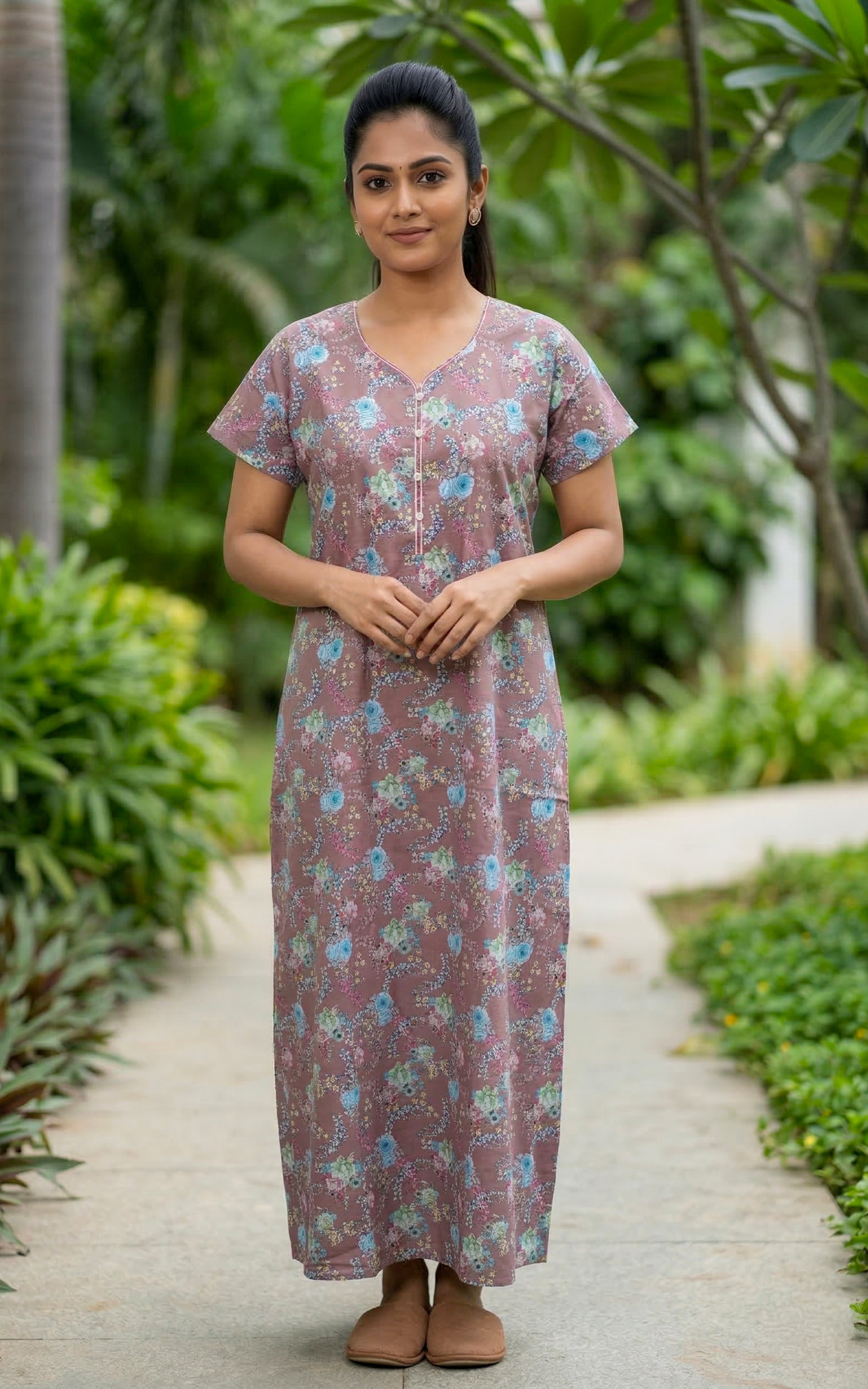 Cotton Straight Fit Nighty-159SS5A