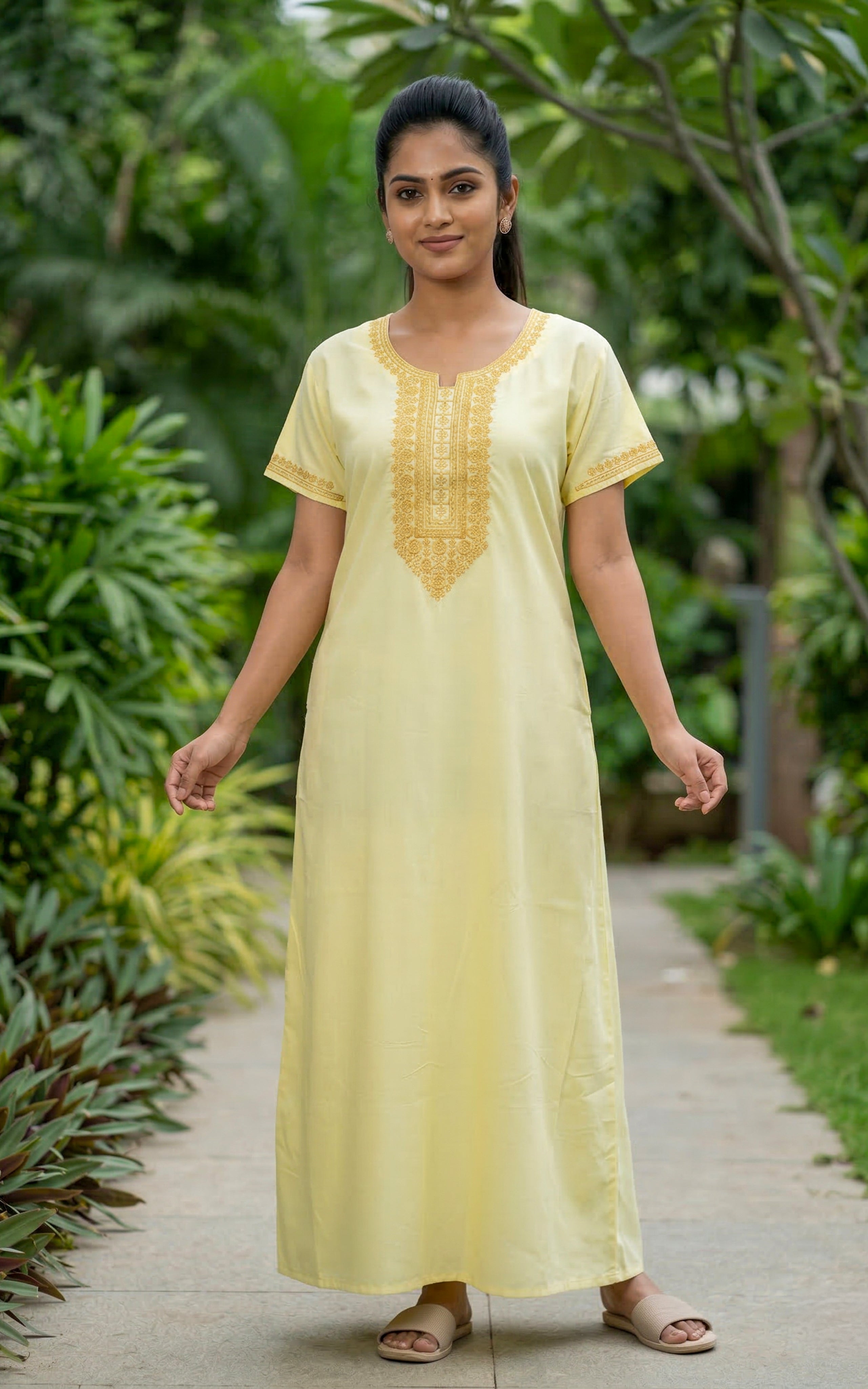 Cotton Straight Fit Nighty-159SS8C