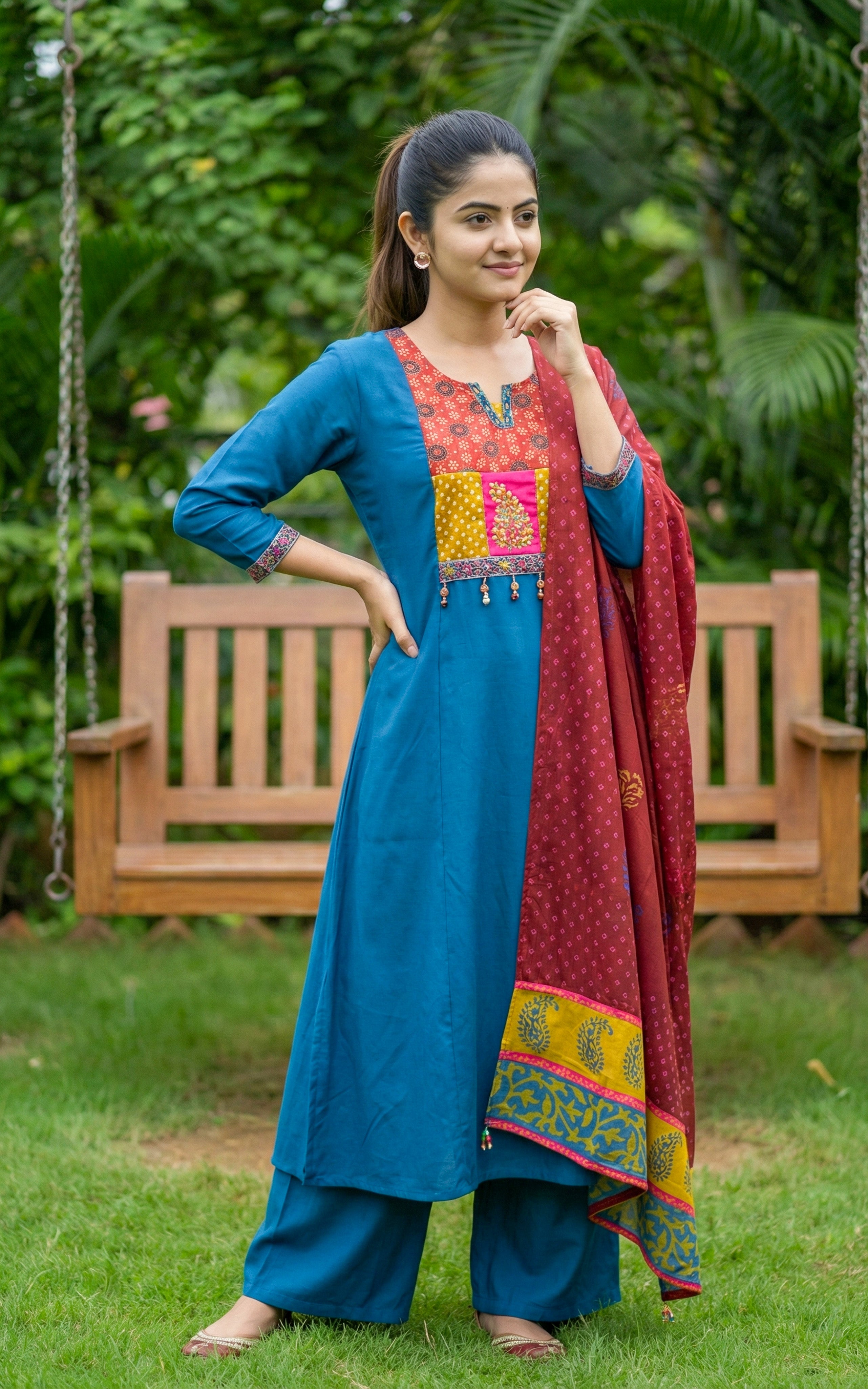 Blue Aline kurti sets for women