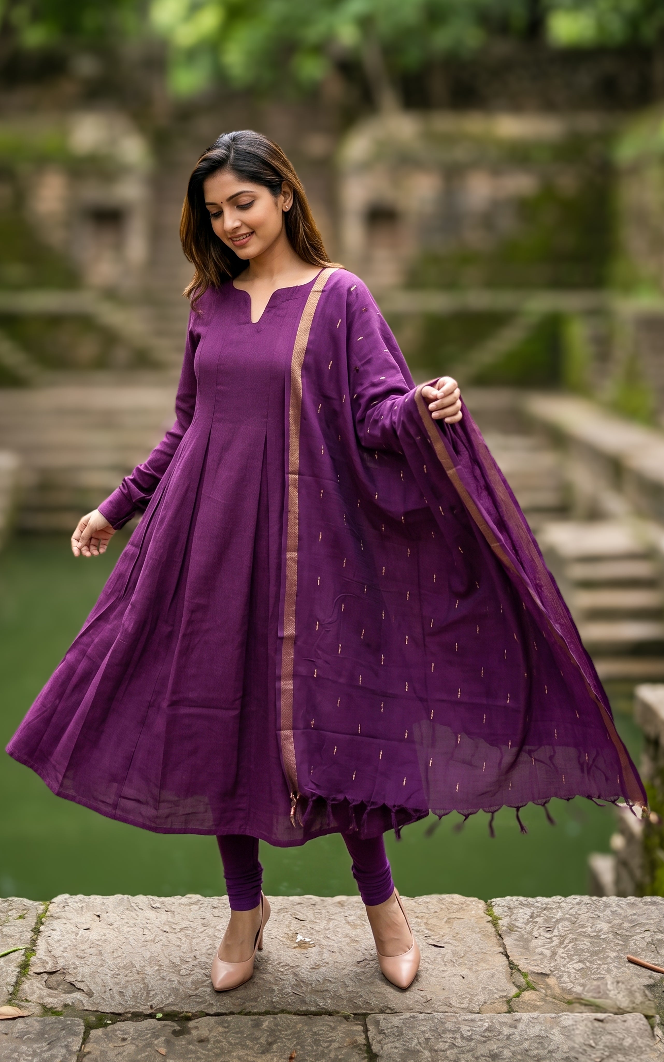 Anwen Plum (Kurti+Dupatta)