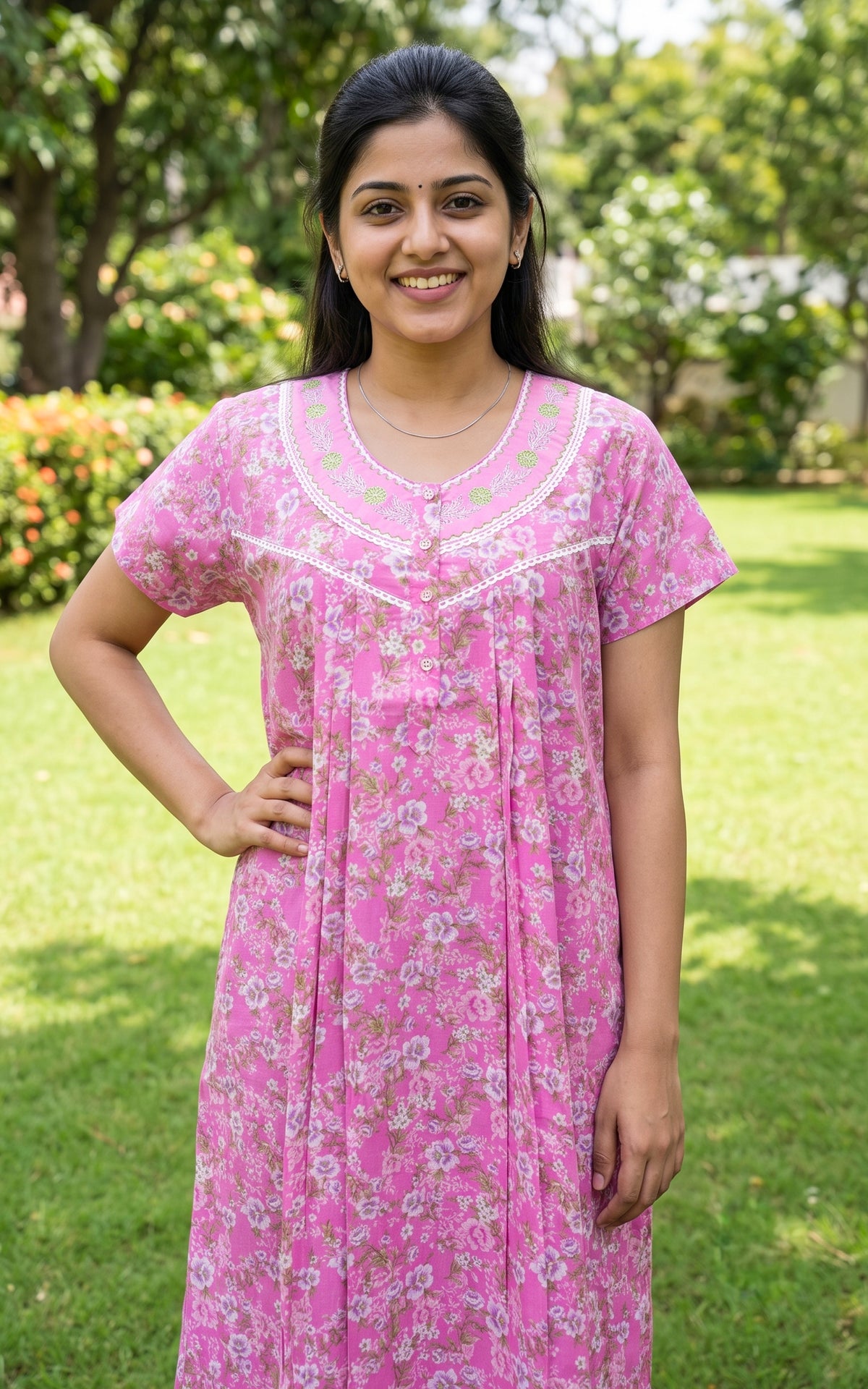 Cotton Straight Fit Nighty-165SS6