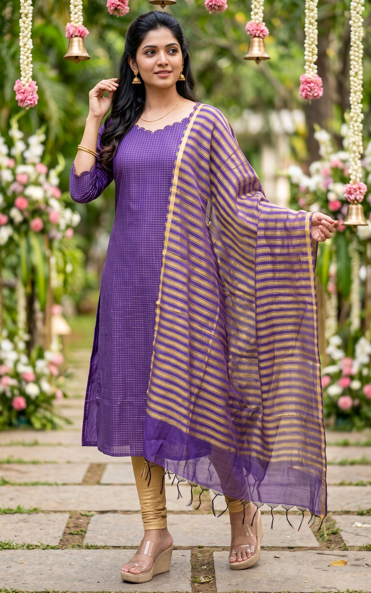 Narumugai Violet (Kurti+Dupatta)