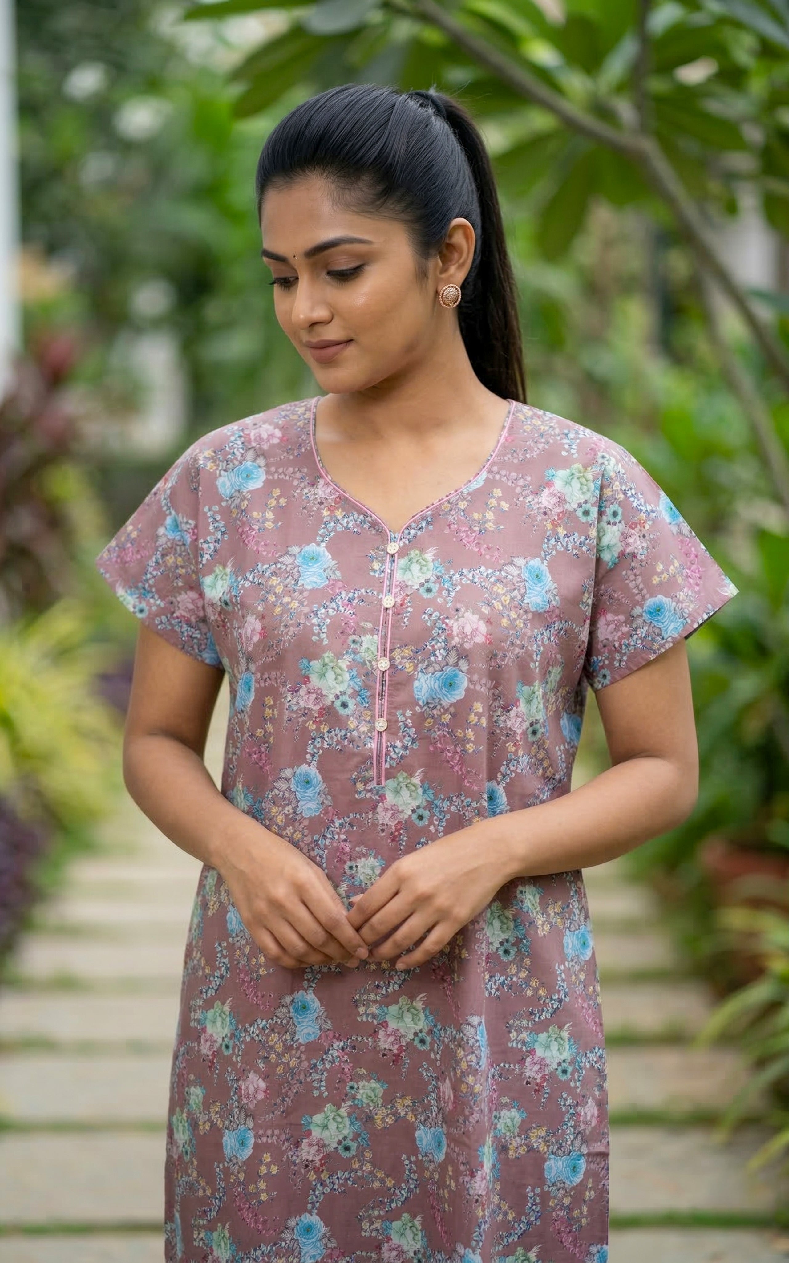 Cotton Straight Fit Nighty-159SS5A