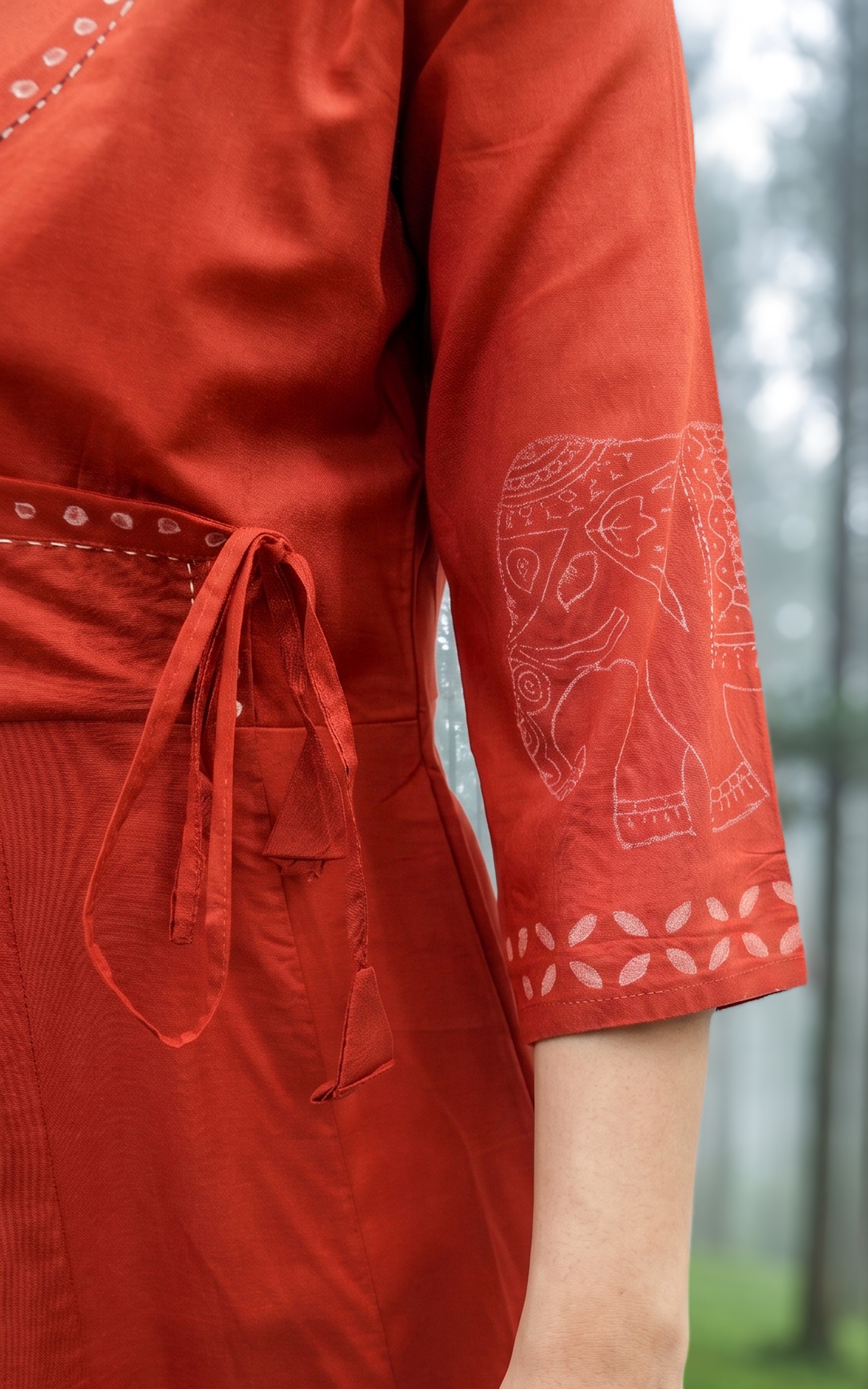 Instore – Rust Cotton Kurti for Women – Handblock Printed – Ethnic Wear