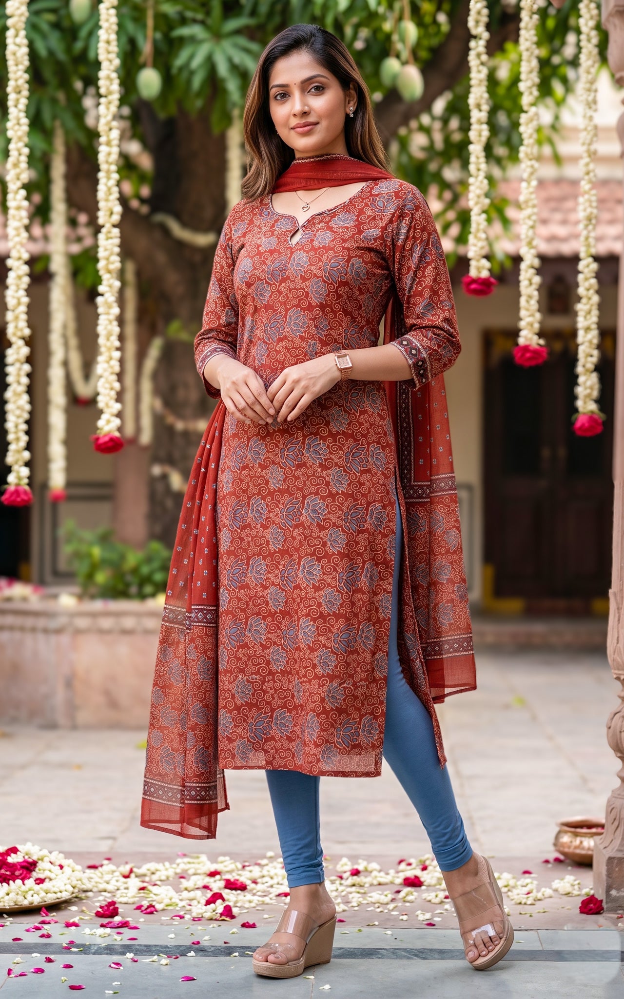 Nethra Maroon (Kurti+Dupatta)