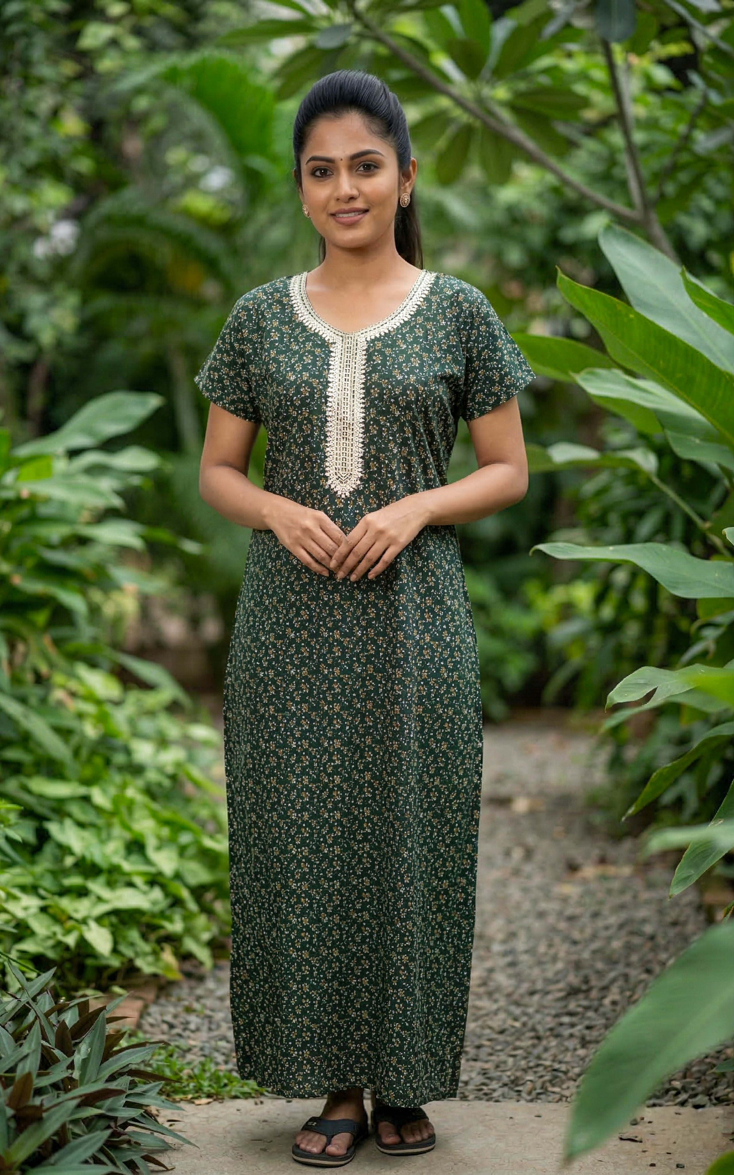 Cotton Straight Fit Nighty-159SS6A