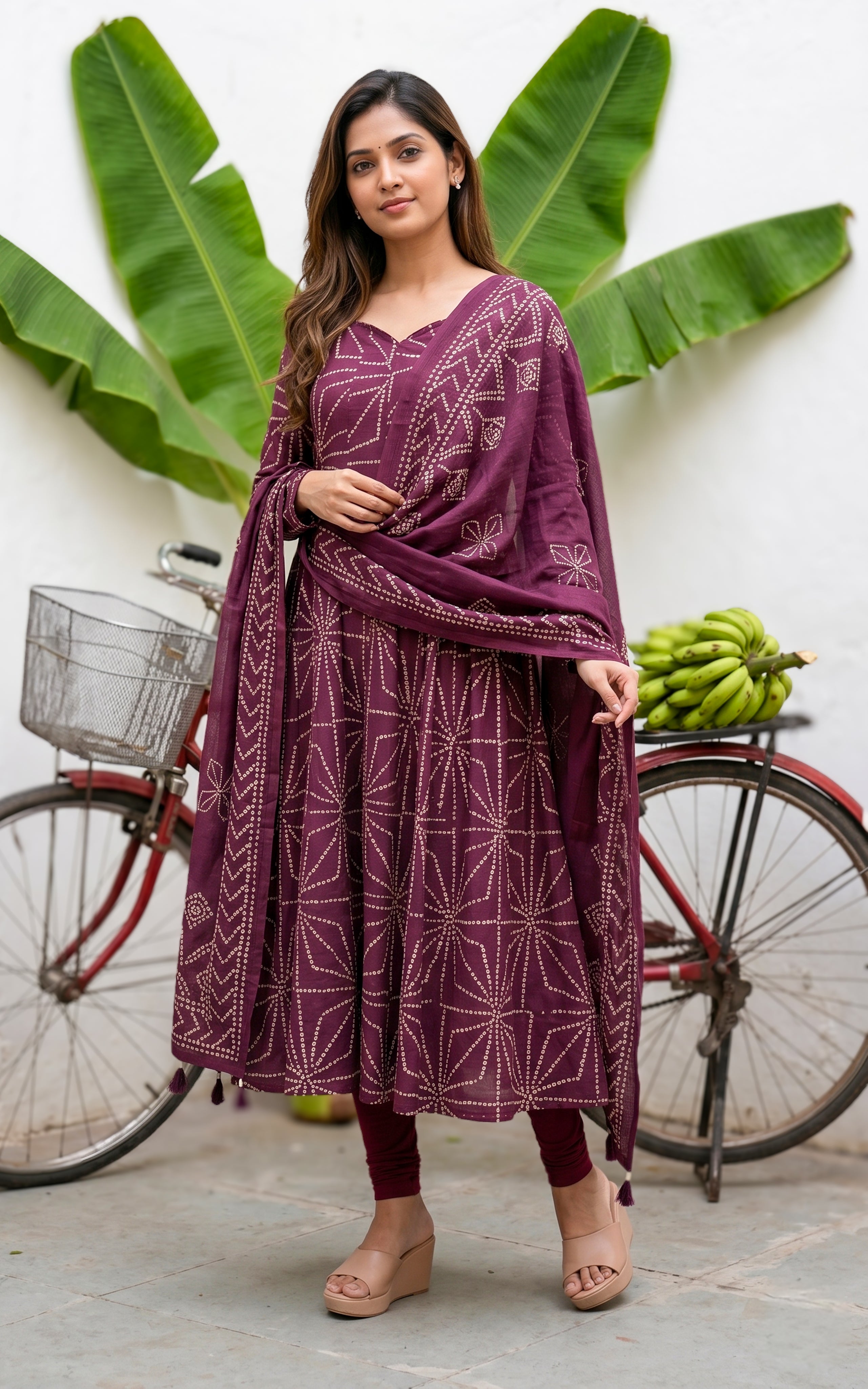 Jerisha Plum (Kurti+Dupatta)