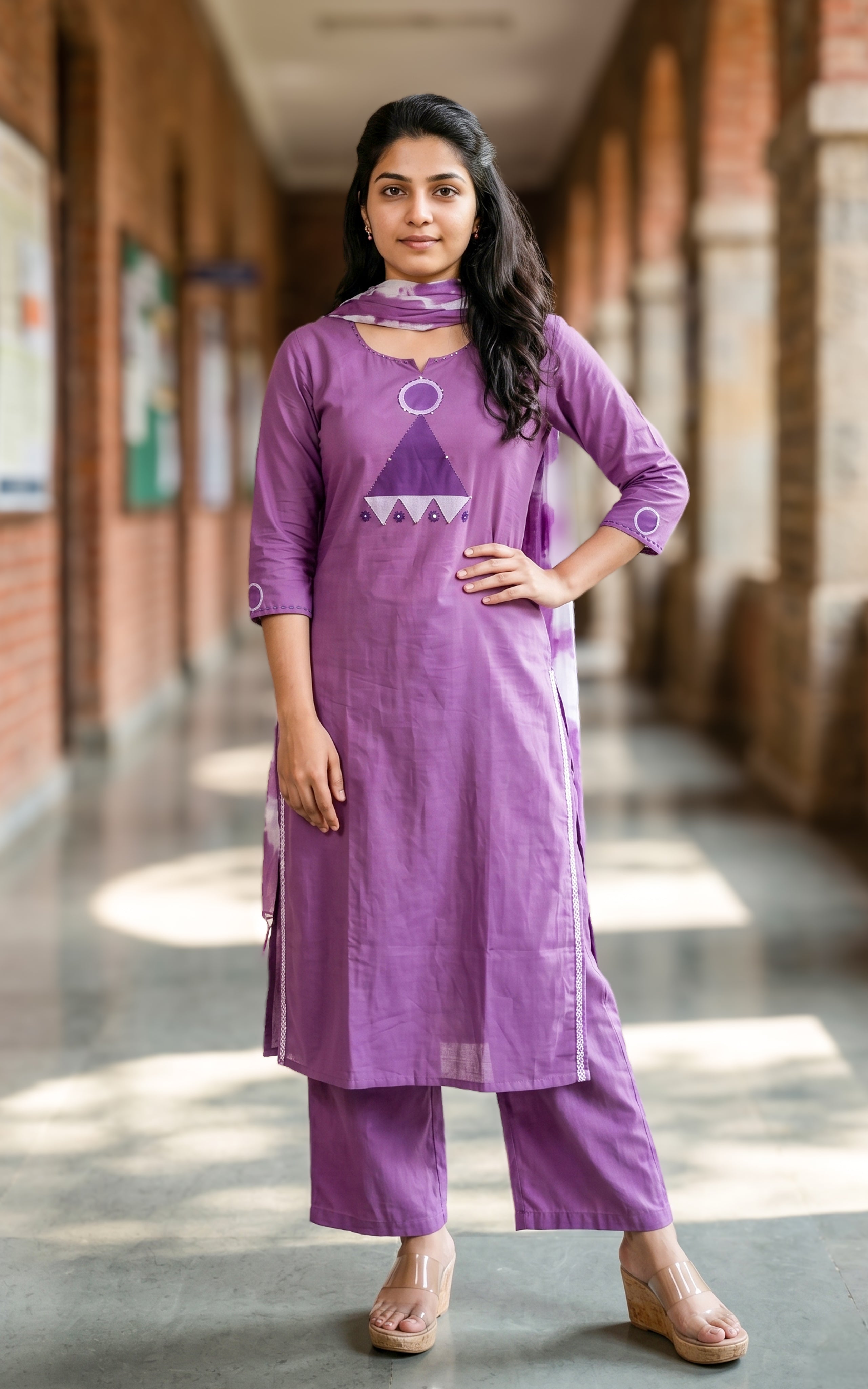 Jeshi Handblock (Kurti+Pant+Dupatta)