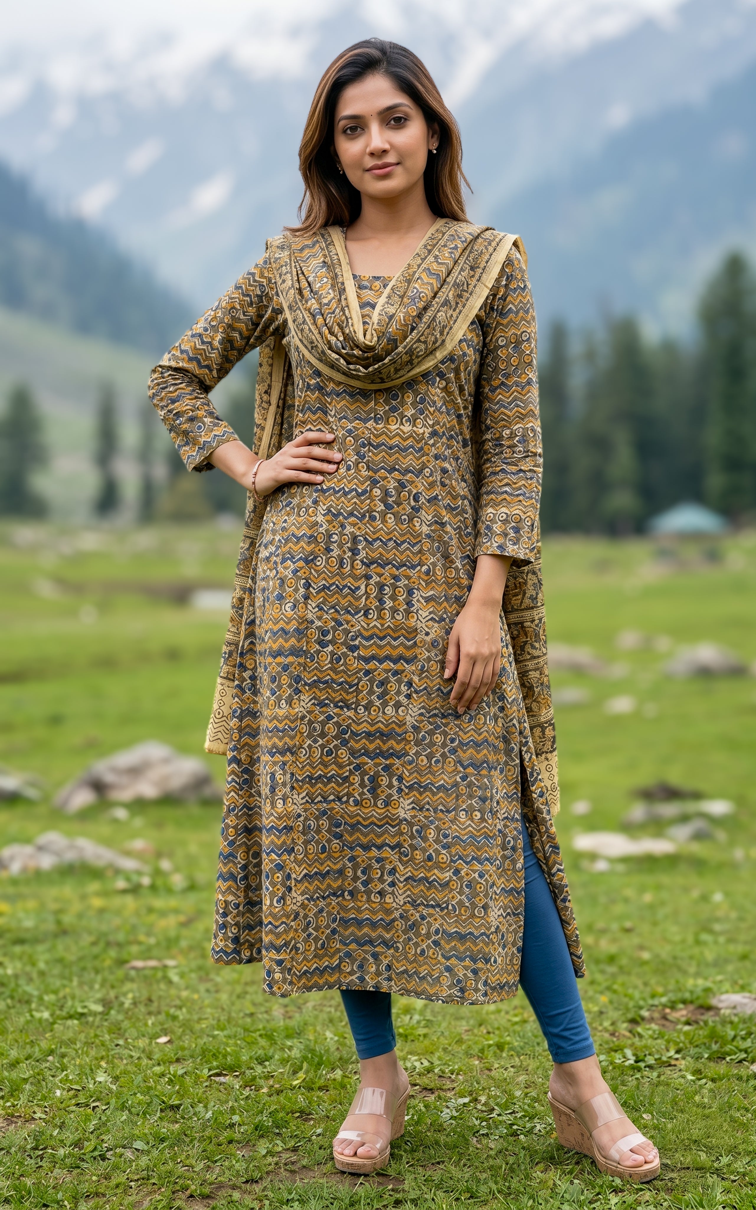 Stylish Kalamkari Anarkali kurti for women