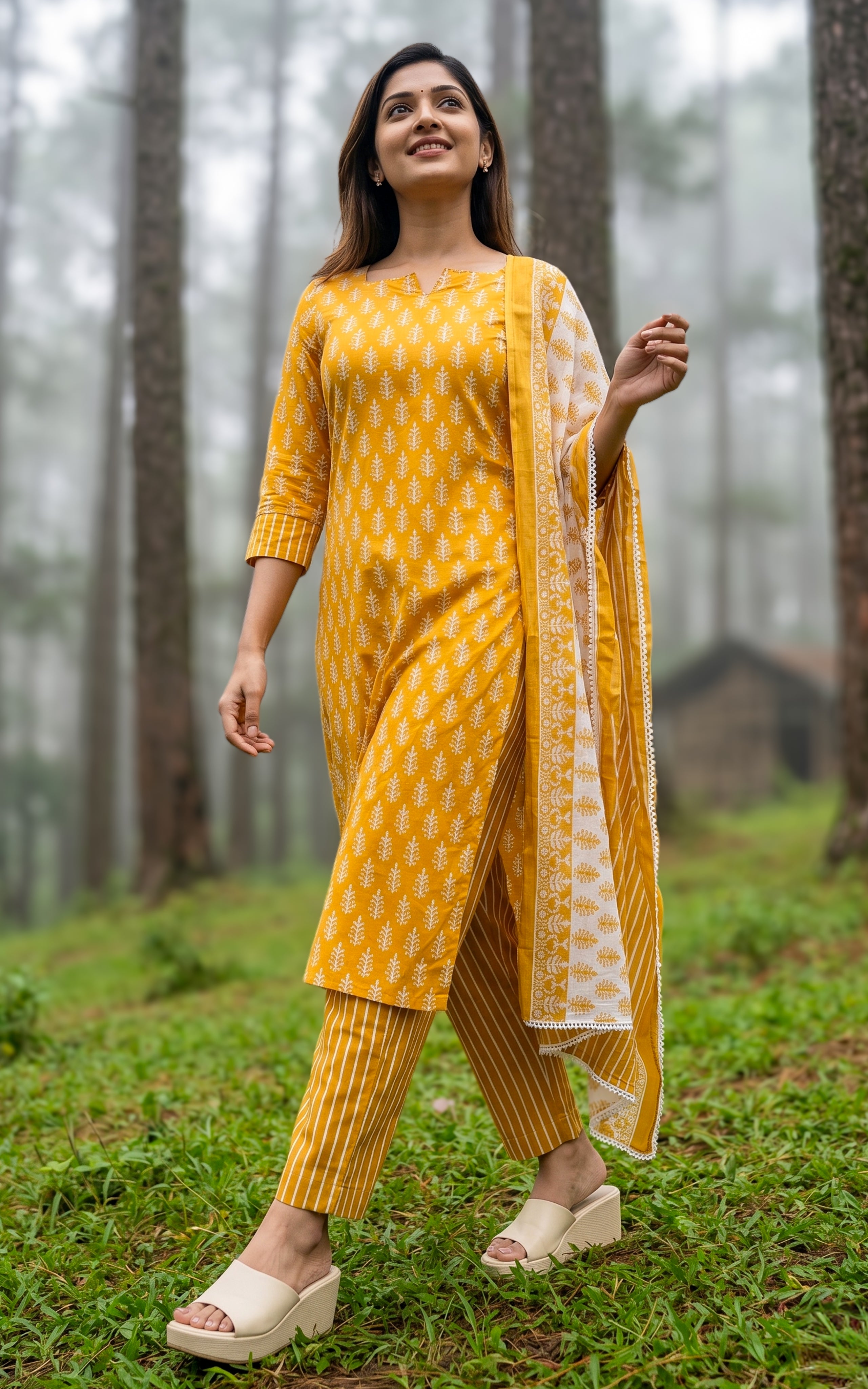 Mrinalini Mustard (Kurti+Pant+Dupatta)