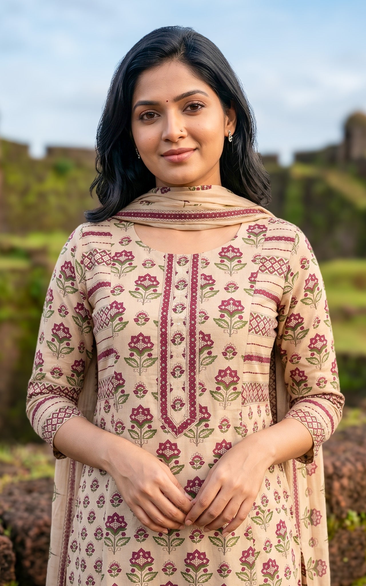 Niharika Beige (Kurti+Dupatta)
