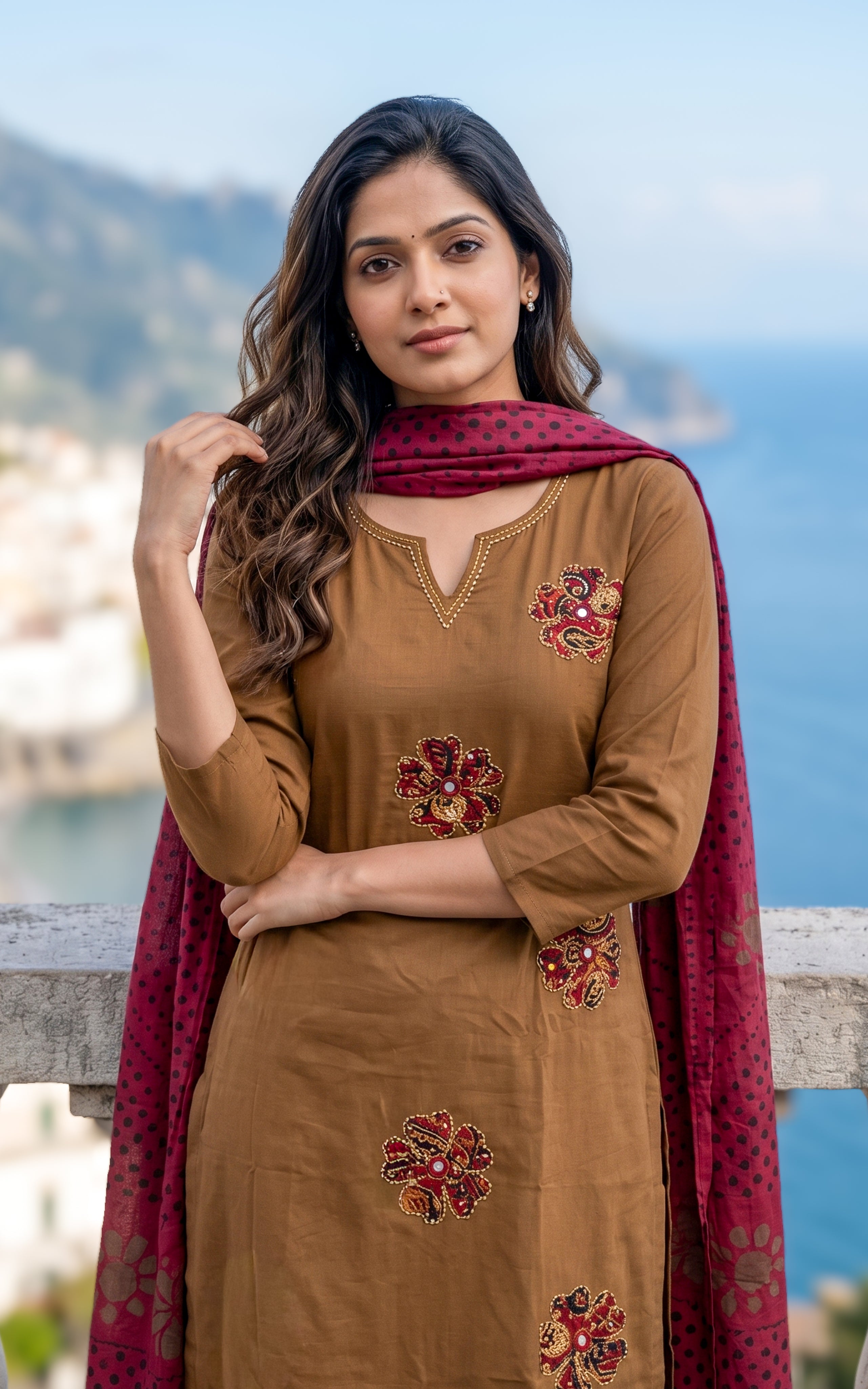 Ameena Brown (Kurti+Pant+Dupatta)