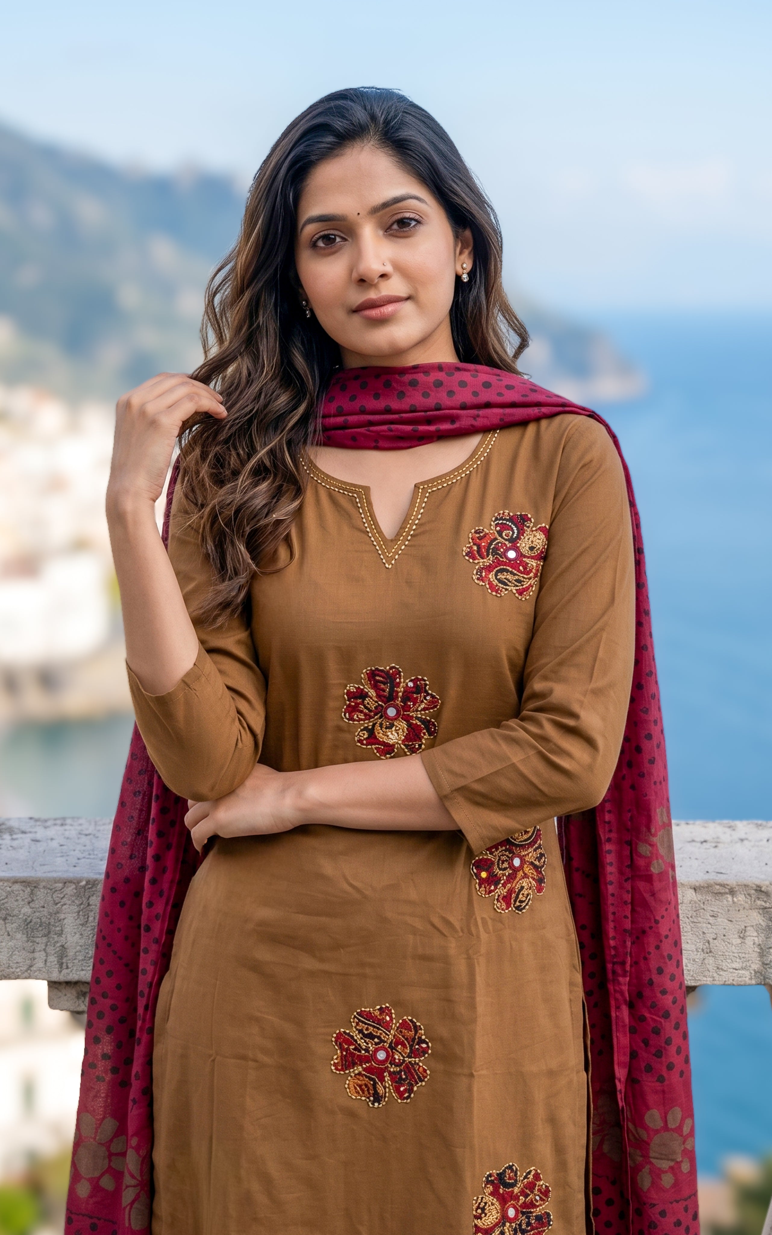 Ameena Brown (Kurti+Pant+Dupatta)