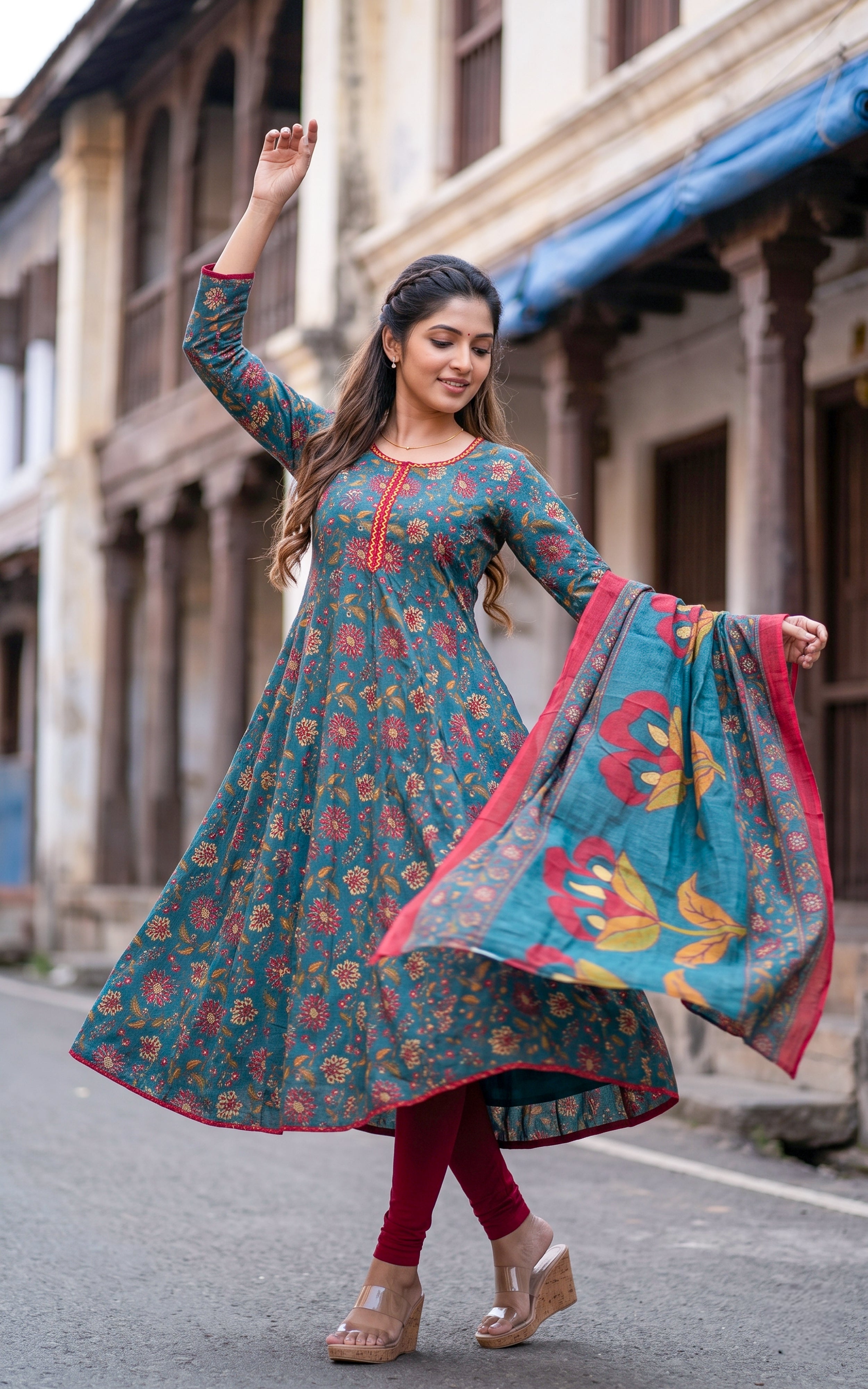 Thendral Green (Kurti+Dupatta)