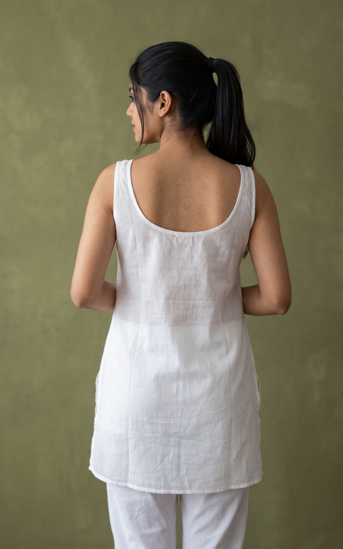 Cotton Slip with slit (inner wear) White