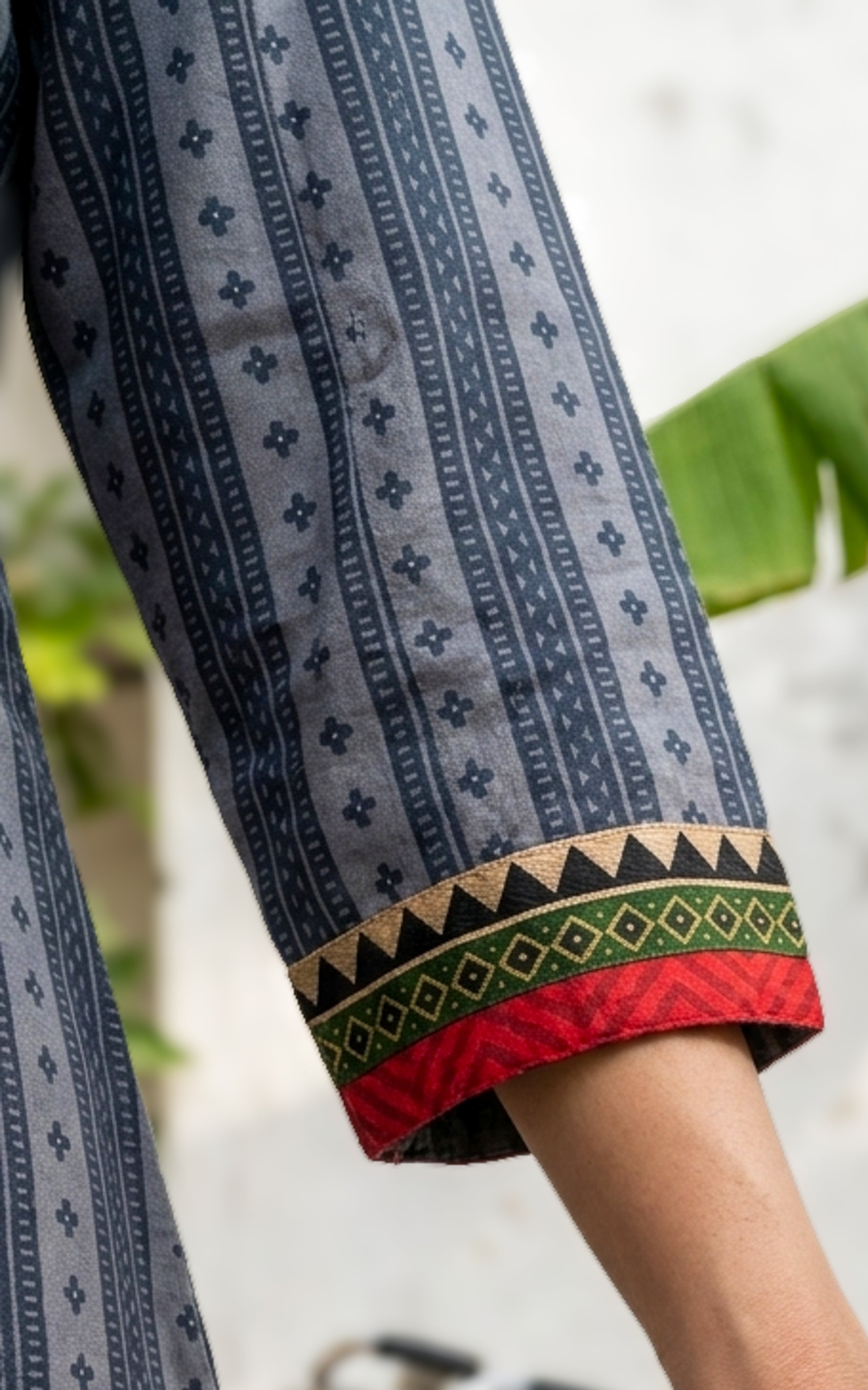 Grey classic cotton kurti for women