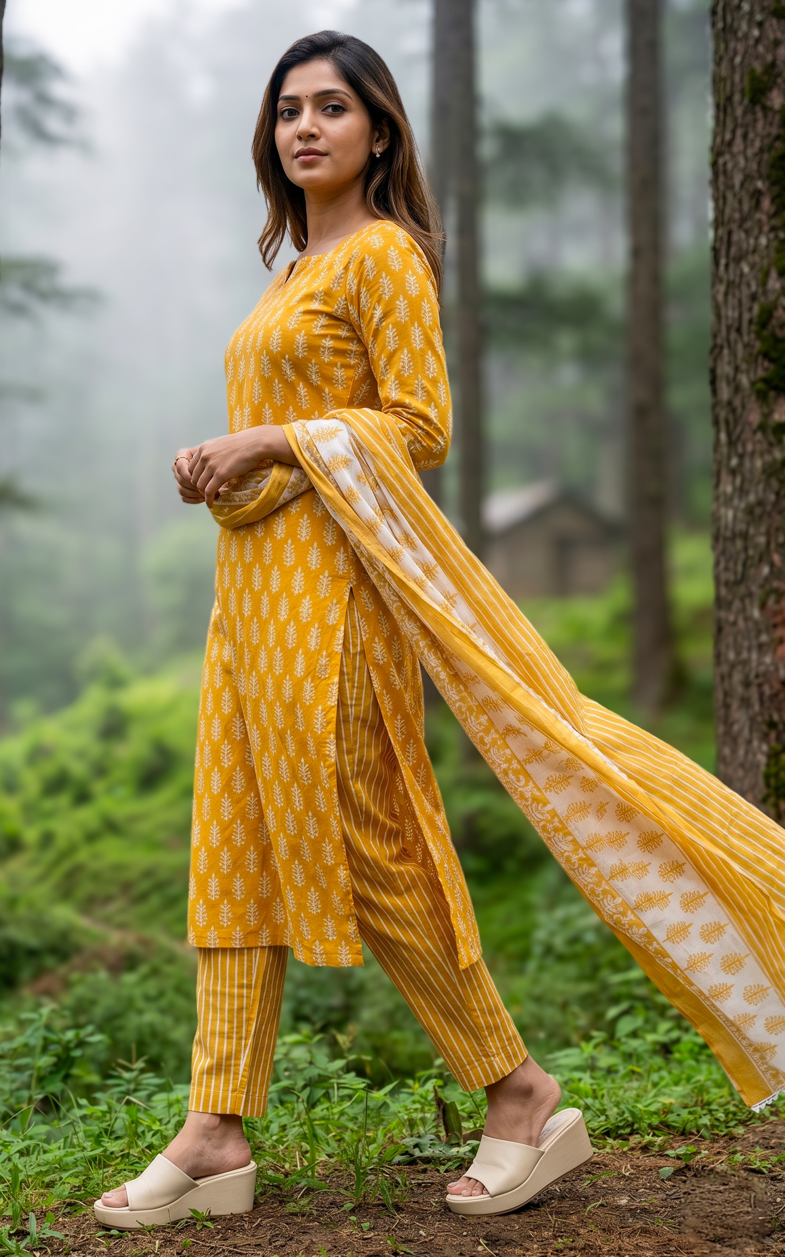 Mrinalini Mustard (Kurti+Pant+Dupatta)