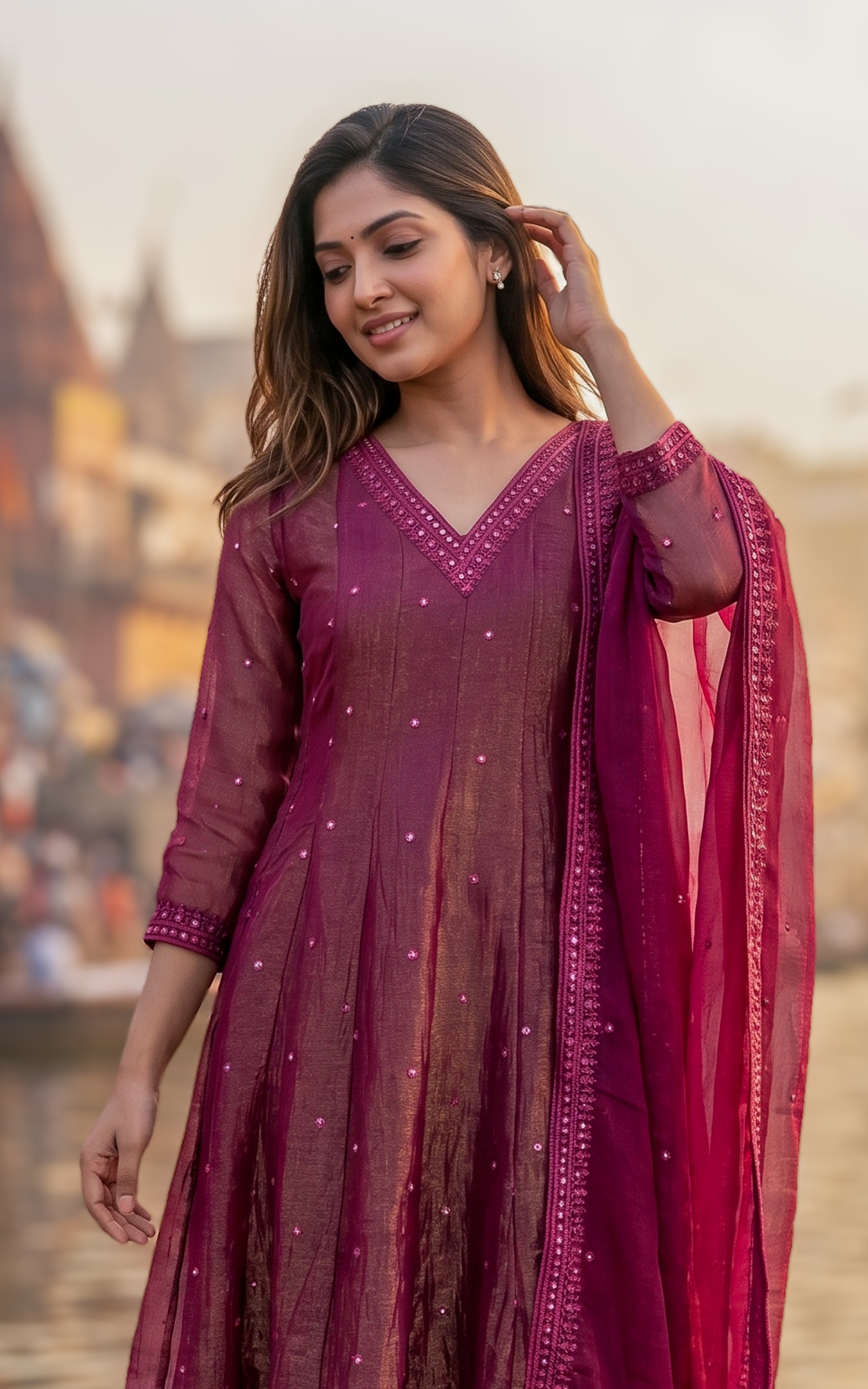 Mellinam C (Kurti+Dupatta)