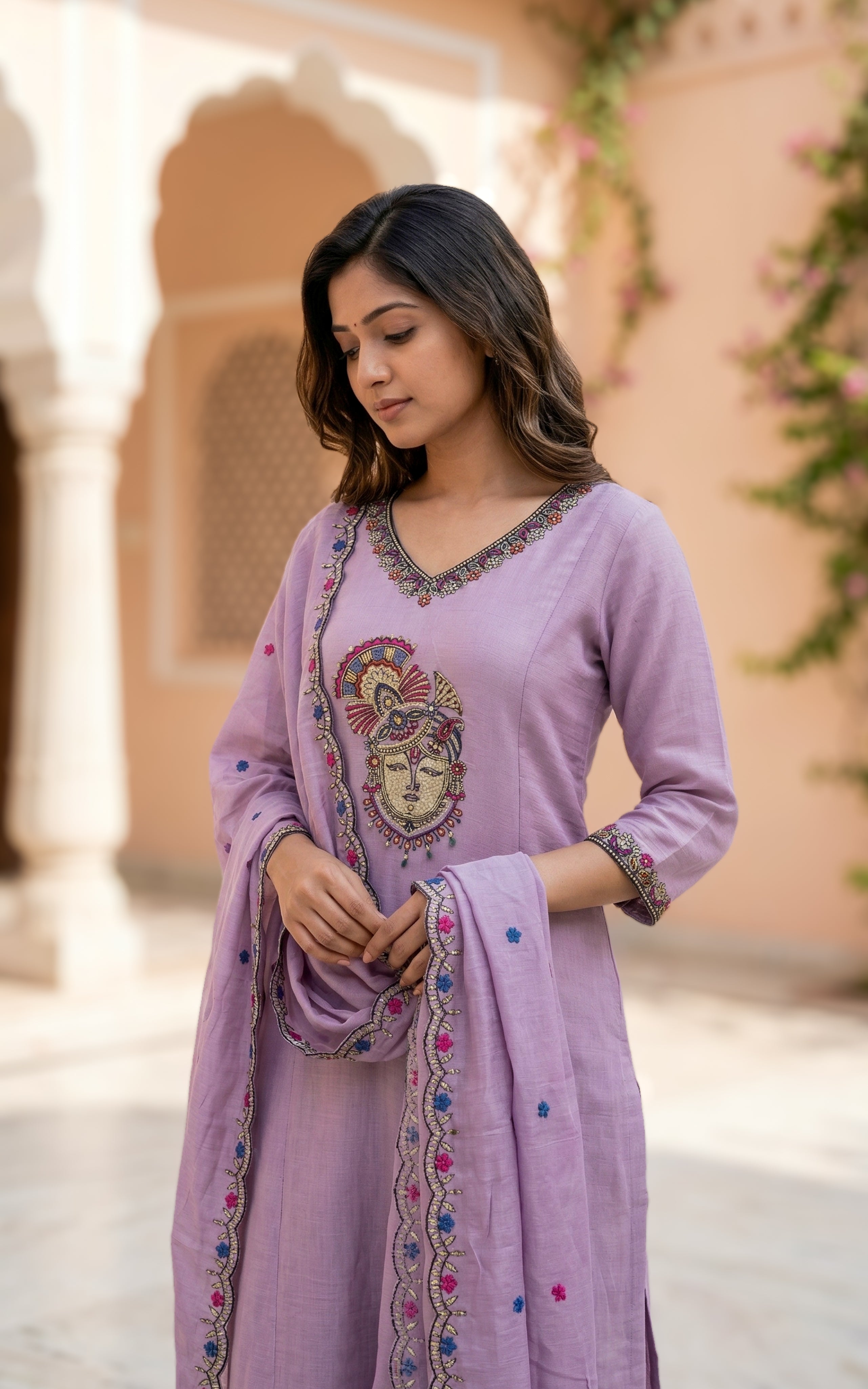 Thulir Lavendar (Kurti+Dupatta)