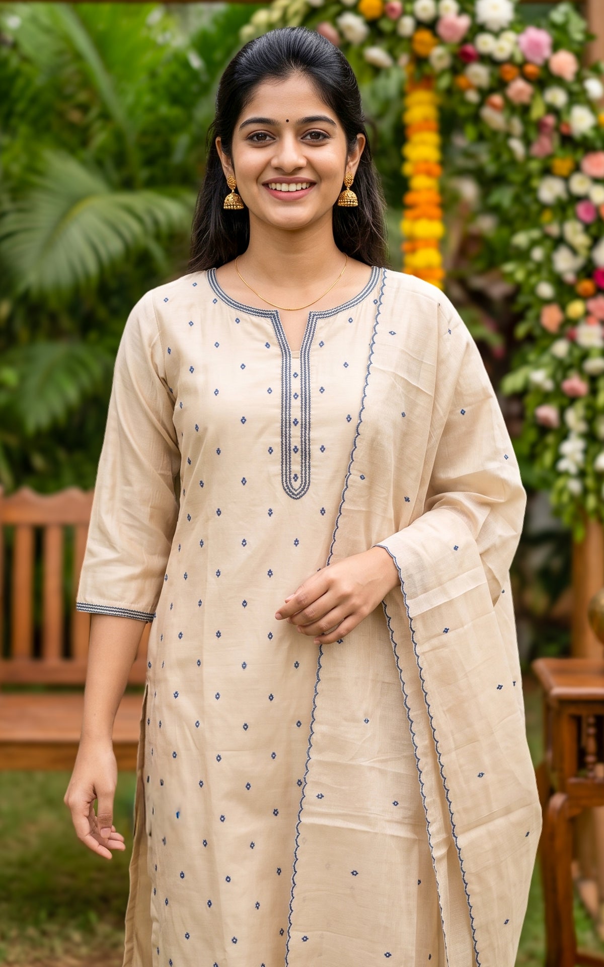 Niranjaya Beige (Kurti+Pant+Dupatta)