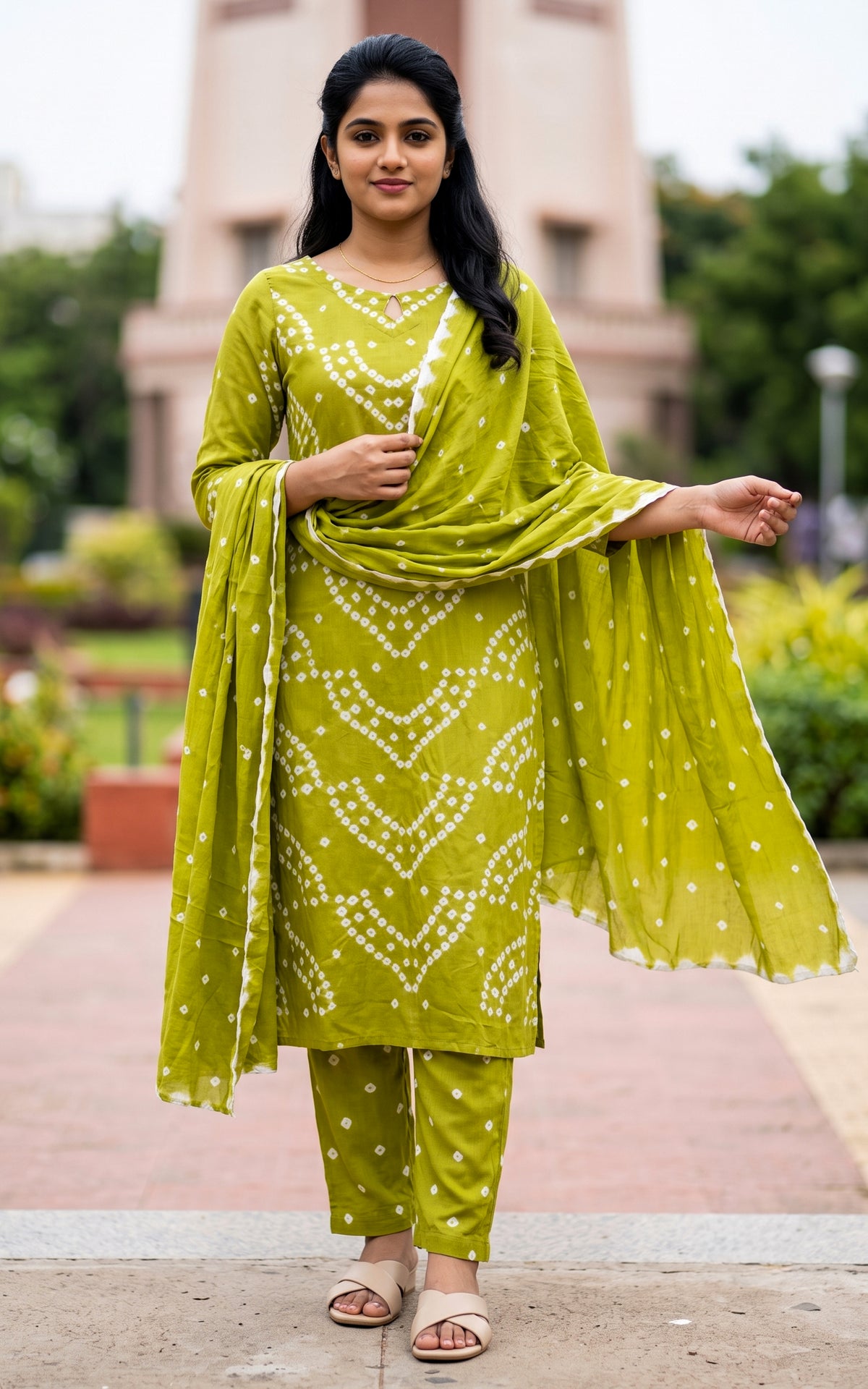Rithushka Pista Green A (Kurti+Pant+Dupatta)