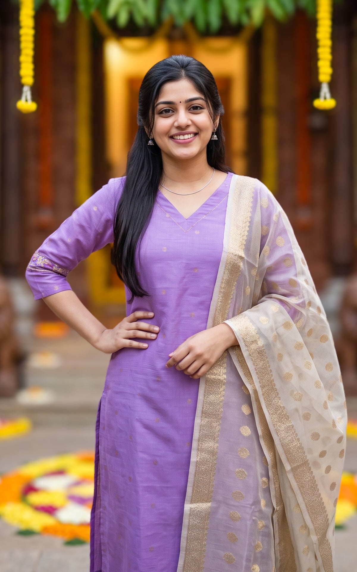 Yazhmika Lavender (Kurti+Dupatta)