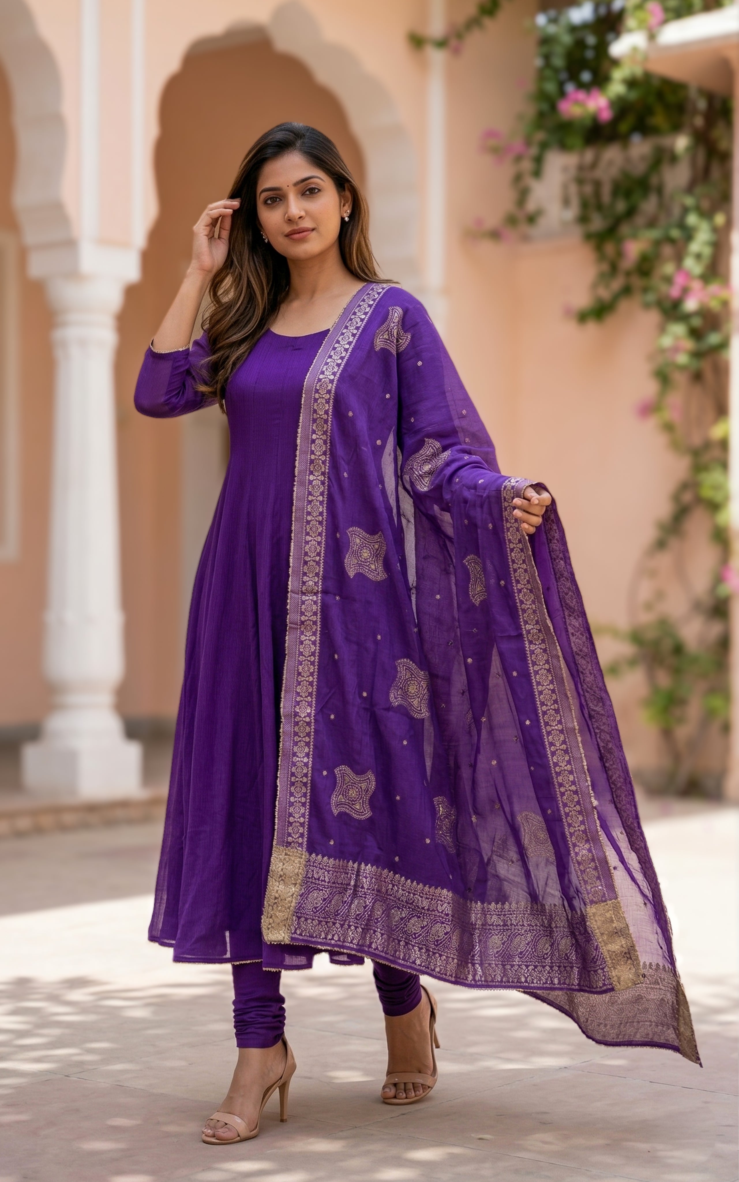 Sreelakha Violet (Kurti+Dupatta)