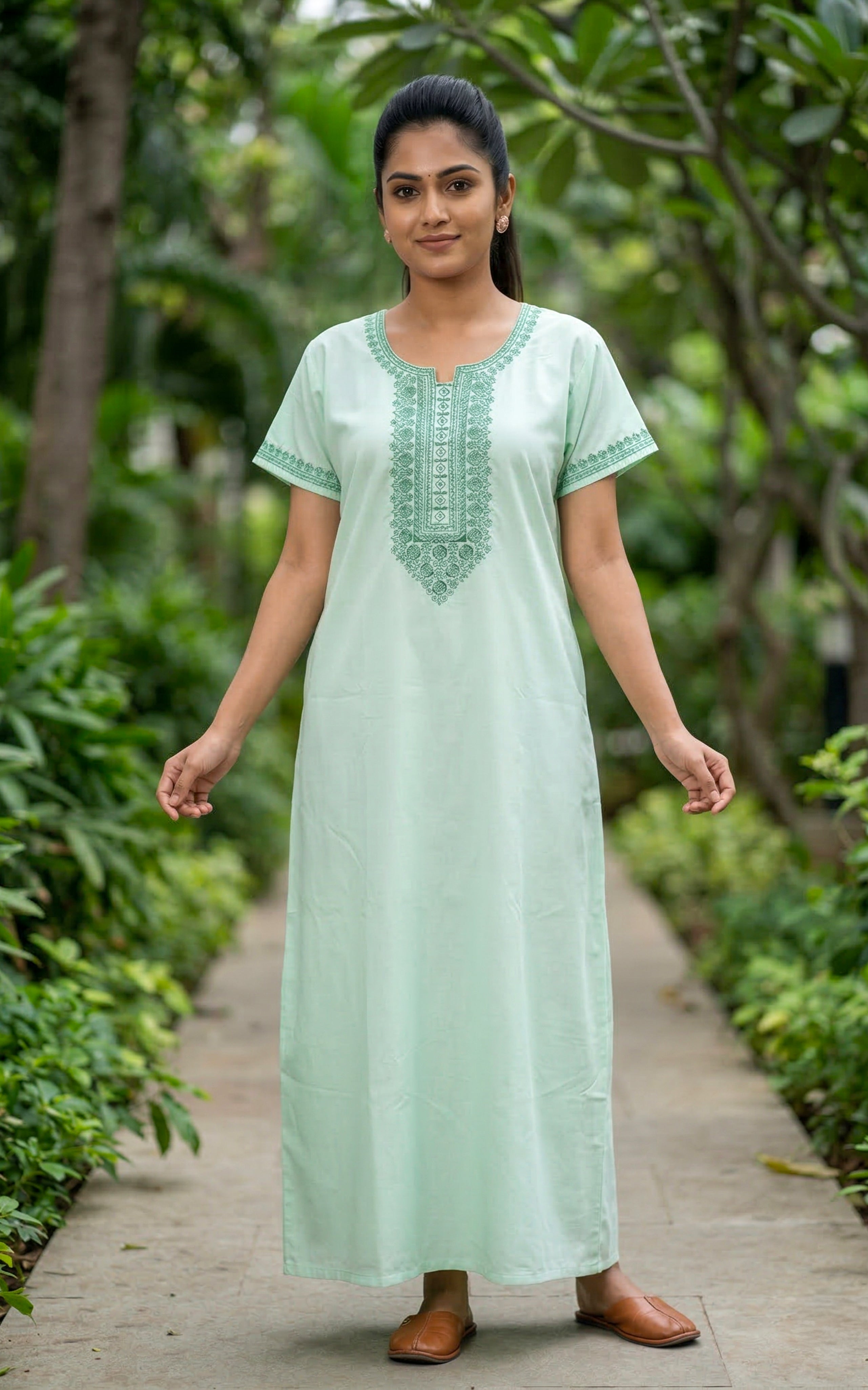 Cotton Straight Fit Nighty-159SS8A