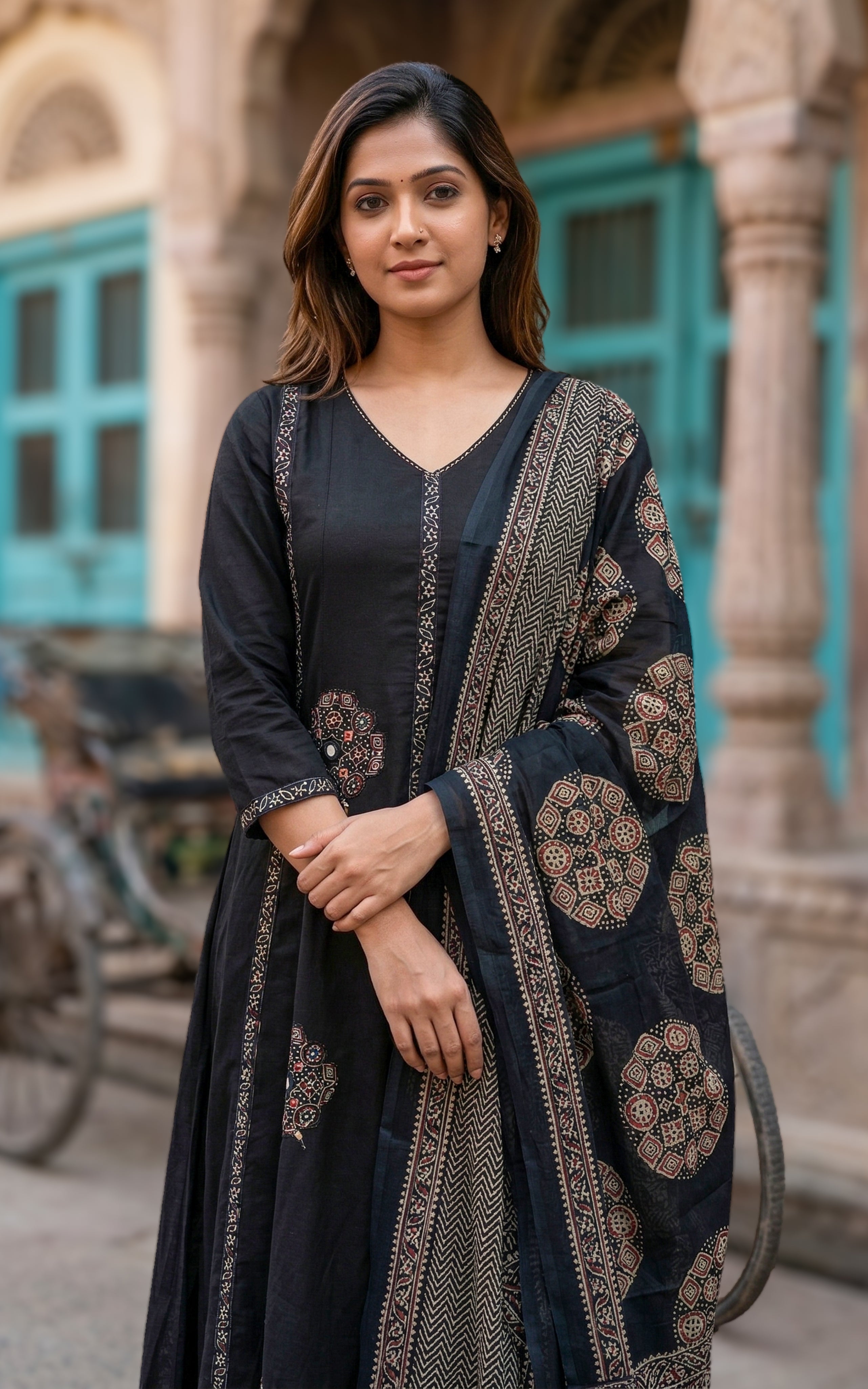 Ethnic cotton Anarkali kurti for women