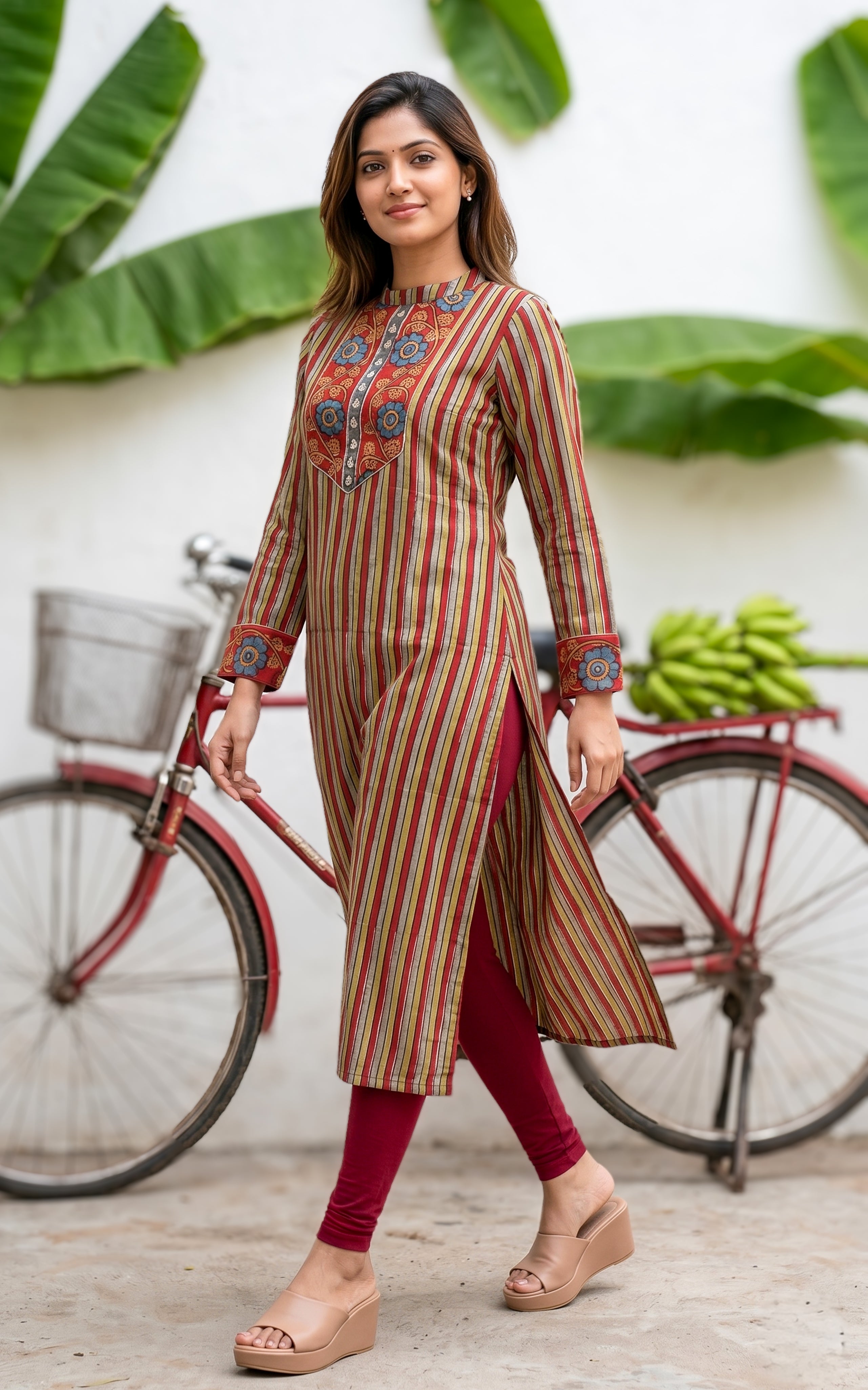 Casual Maroon Cotton Kurti For Women