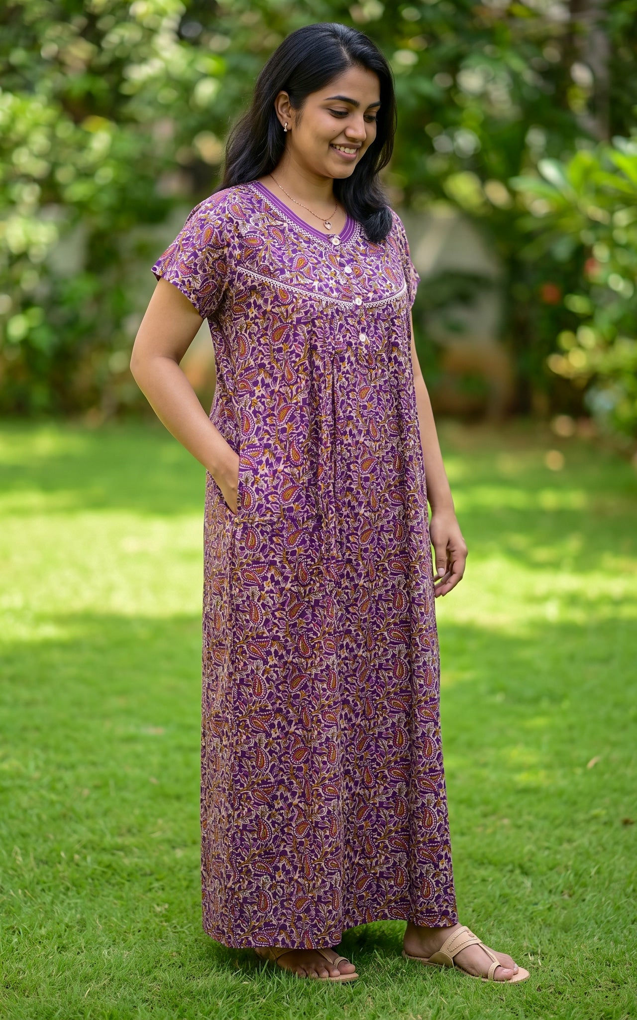 Cotton Straight Fit Nighty-163SS1B