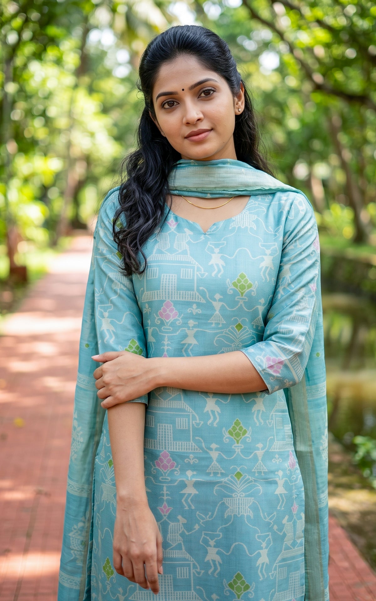 Farhana Pastel Blue (Kurti+Pant+Dupatta)