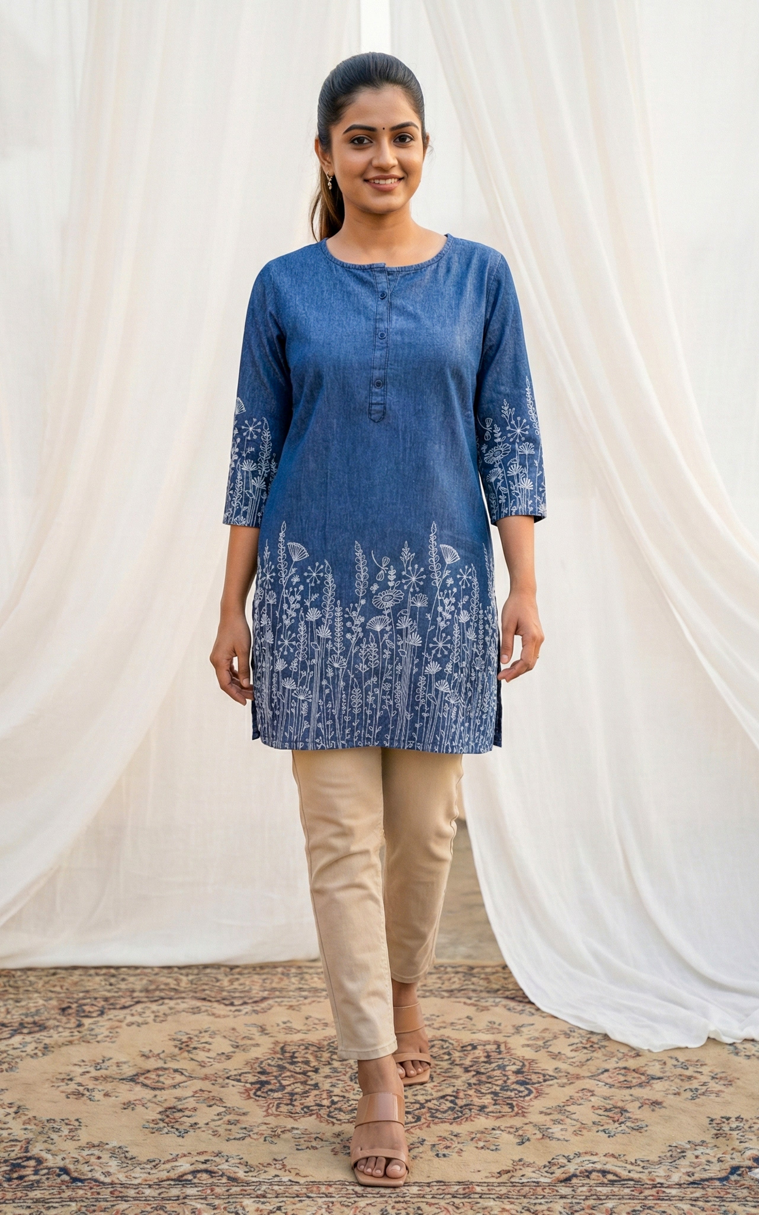 Instore – Denim Blue Suhani Kurti for Women – Denim – Indian Ethnic Wear
