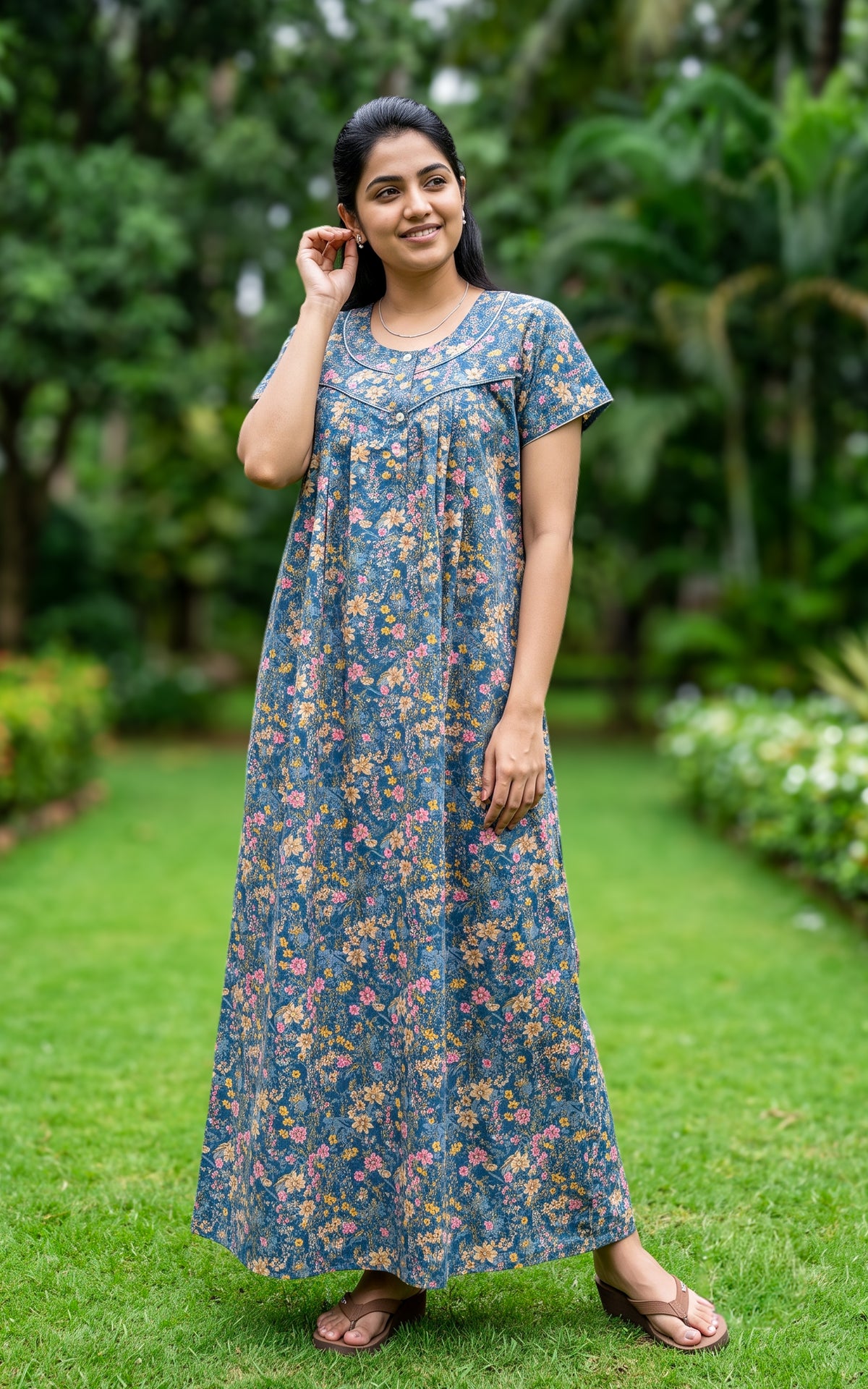 Cotton Straight Fit Nighty-166SS4C